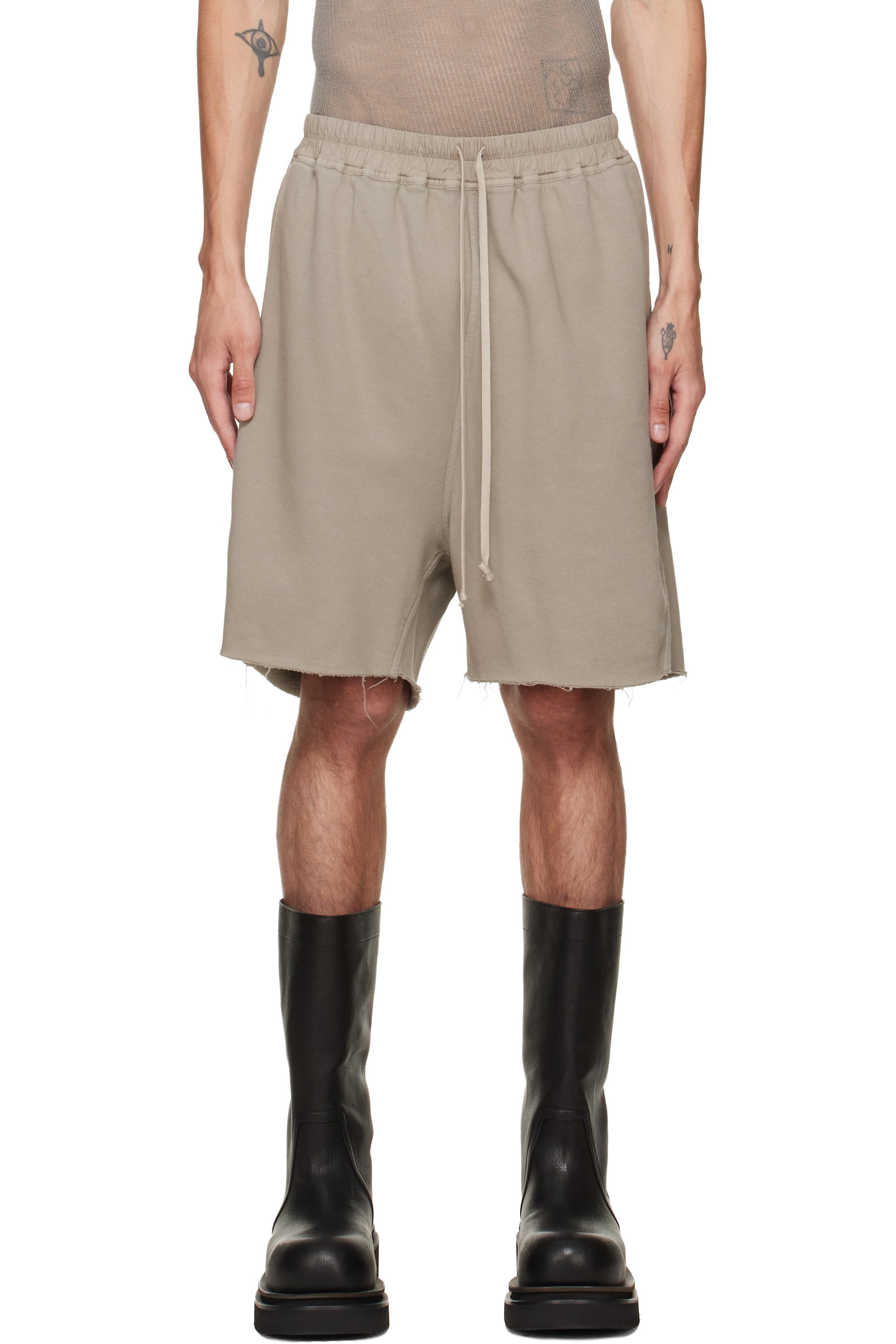 Rick Owens DRKSHDW - Gray Tower Long Boxers Butt Zip Shorts