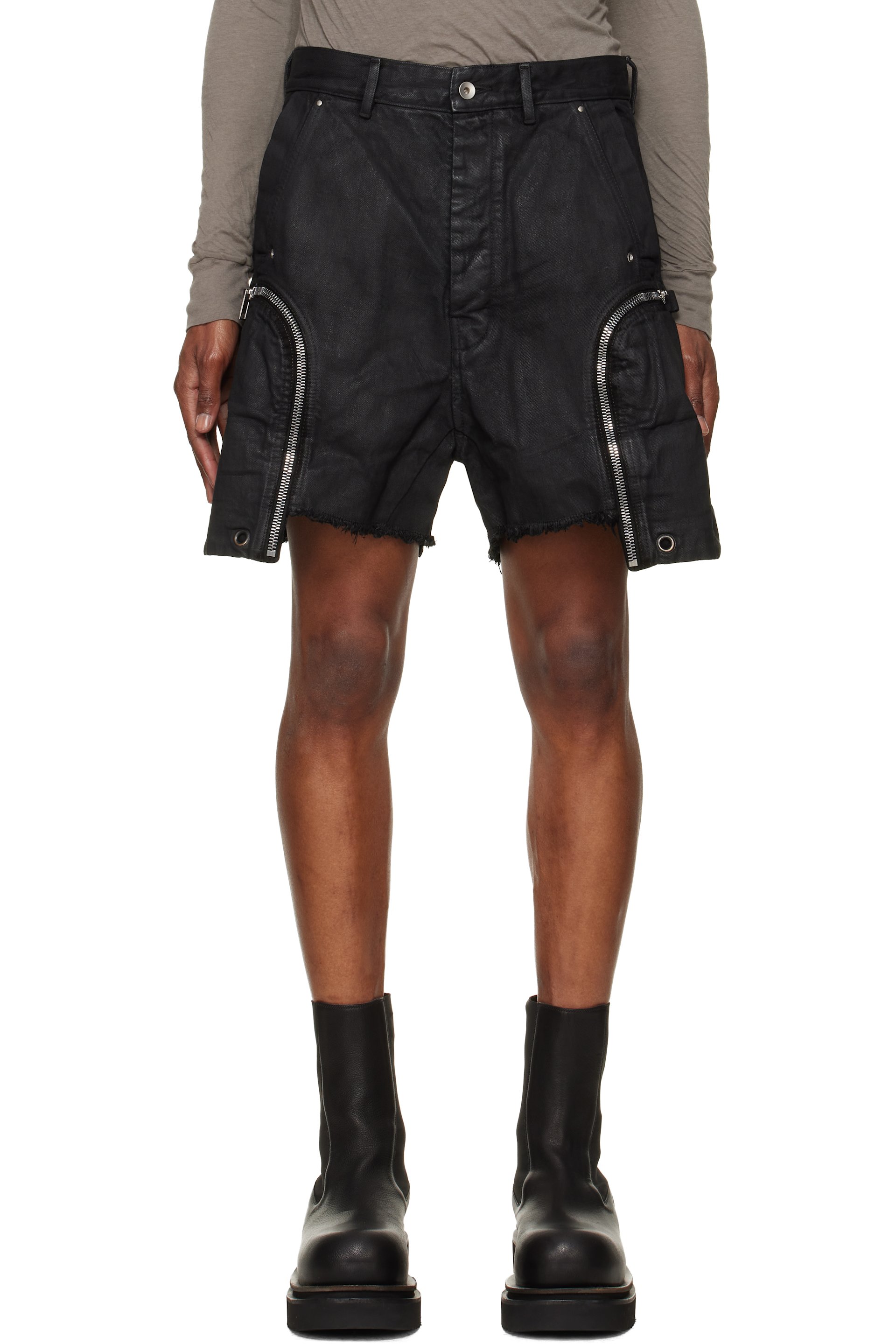 Rick Owens DRKSHDW - Black Tower Bauhaus Denim Shorts