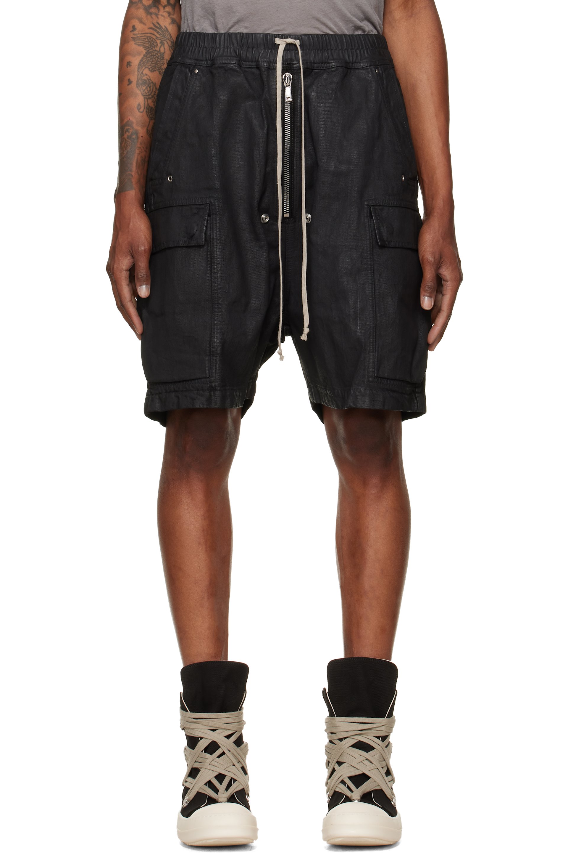 Rick Owens DRKSHDW - Black Tower Cargobela Denim Shorts