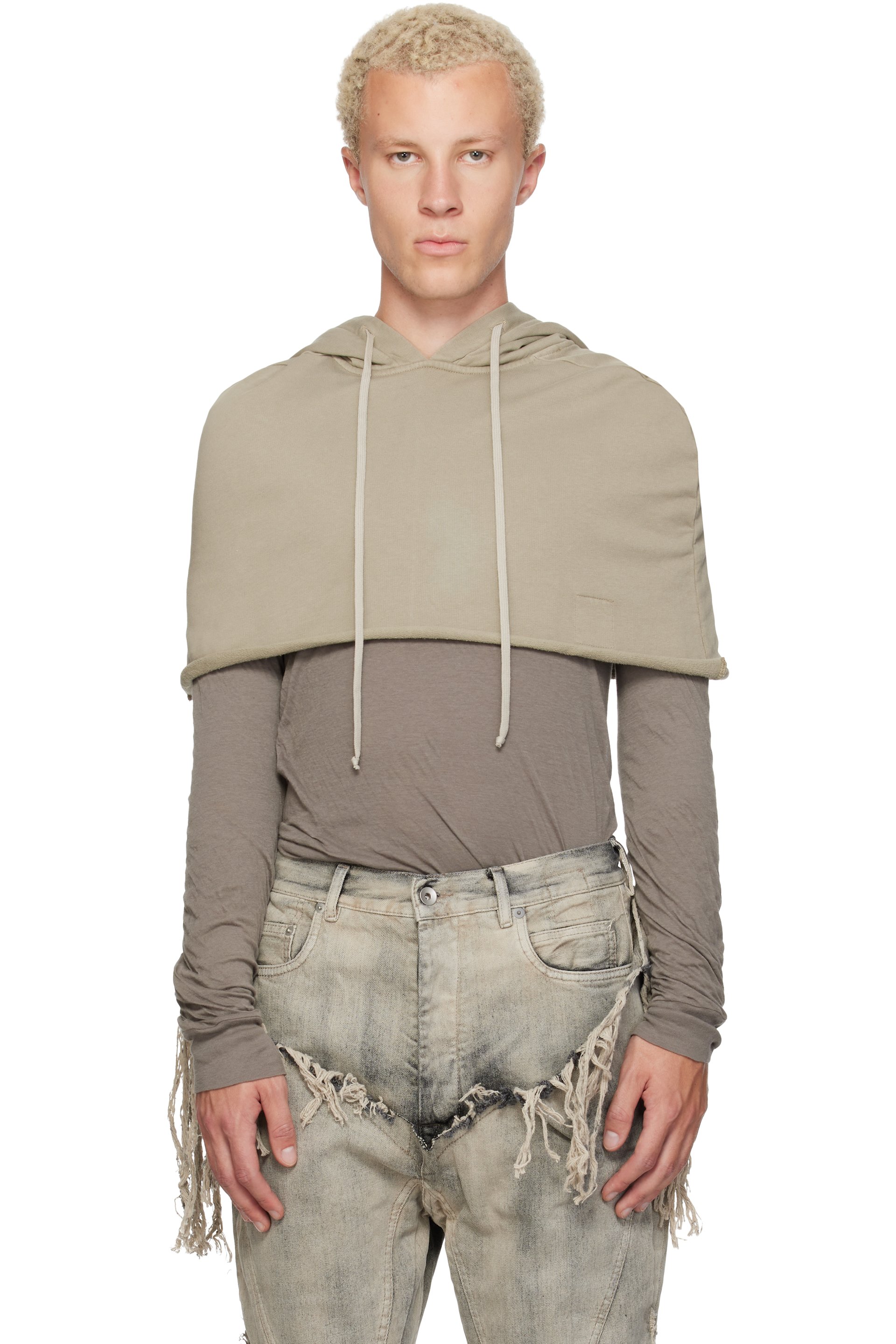 Rick Owens DRKSHDW - Taupe Tower Hooded Shrug