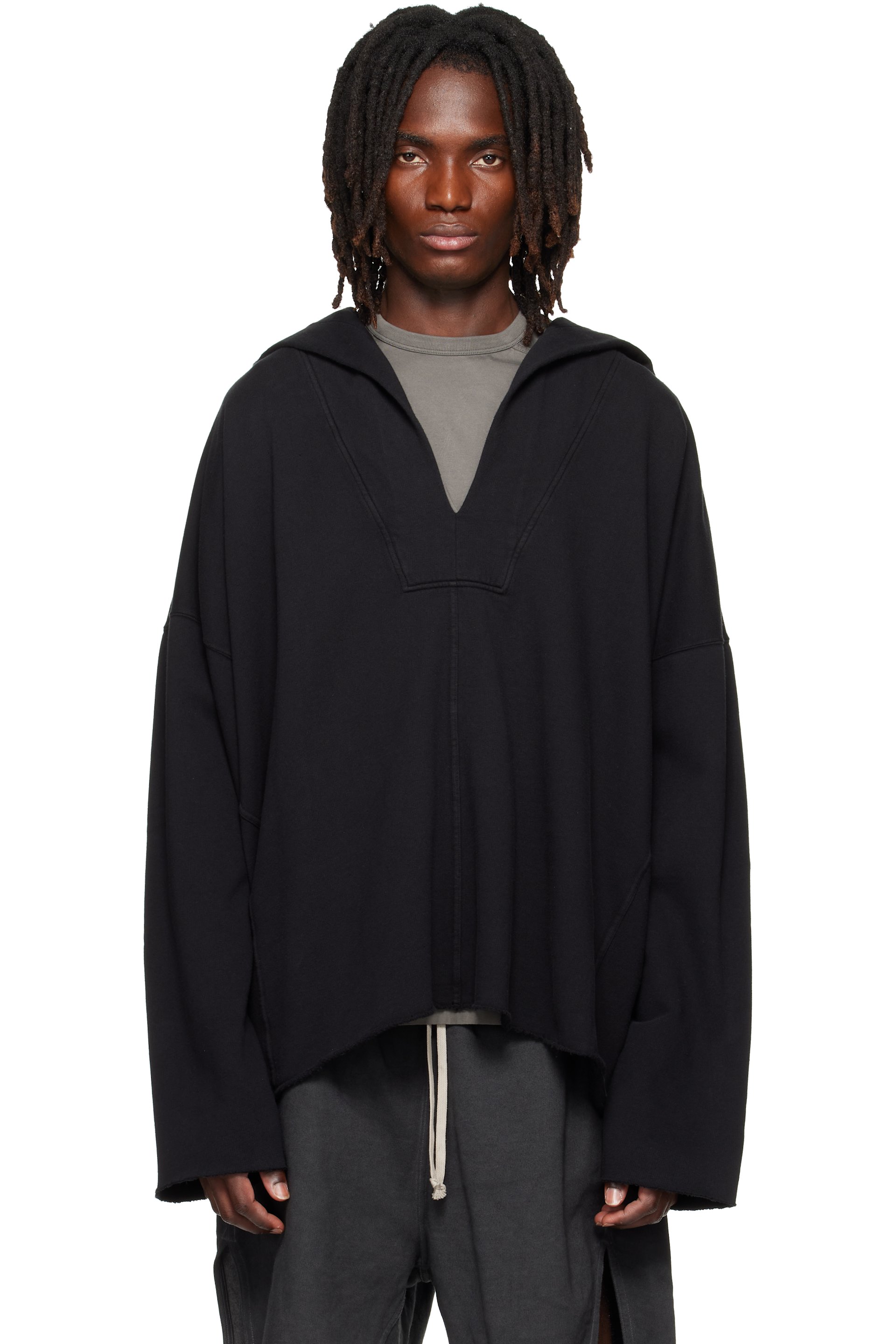 Rick Owens DRKSHDW - Black Tower LS Kaftan Hip Hoodie