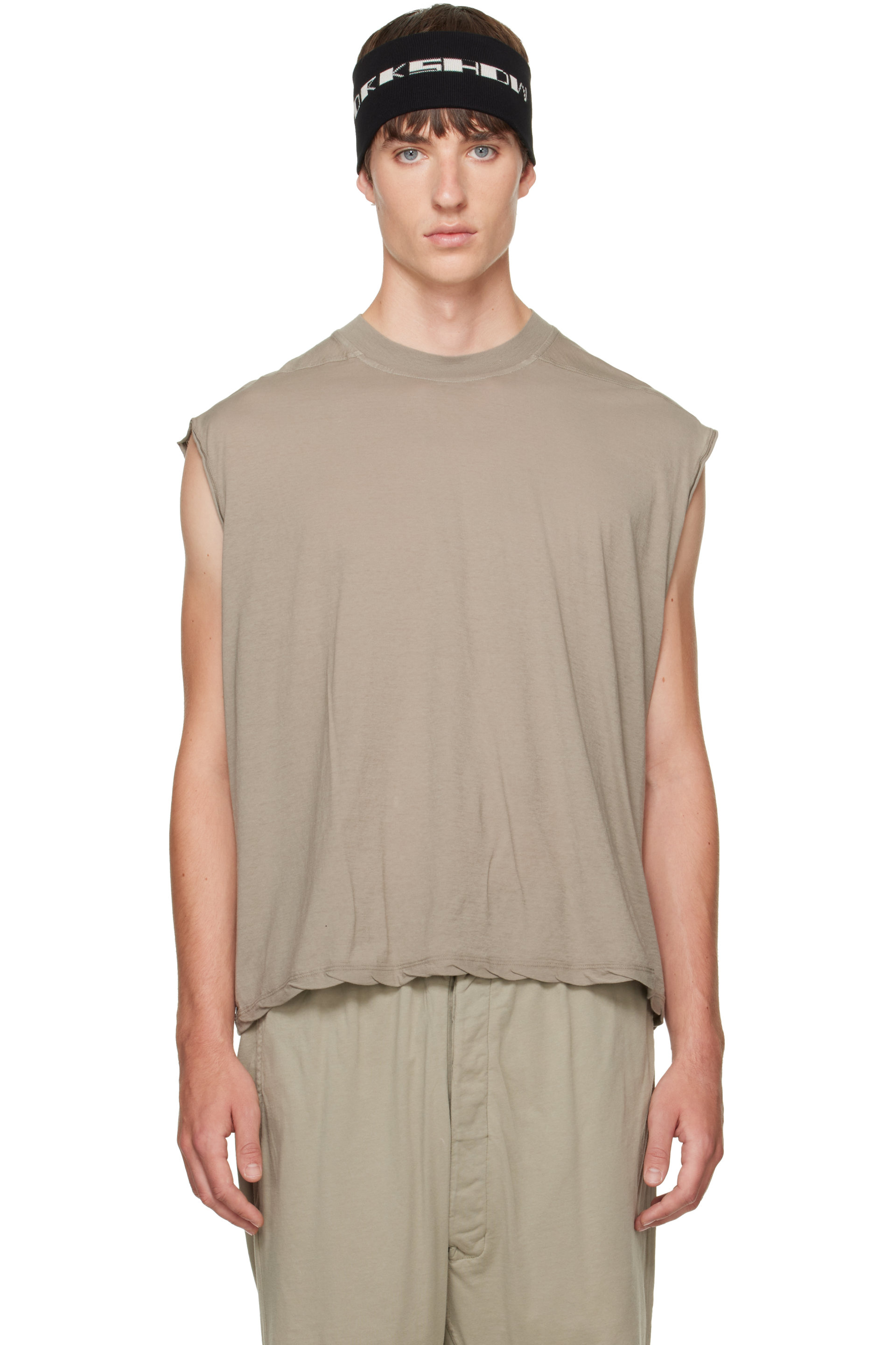 Rick Owens DRKSHDW - Beige Tower Cropped Tarp T-shirt