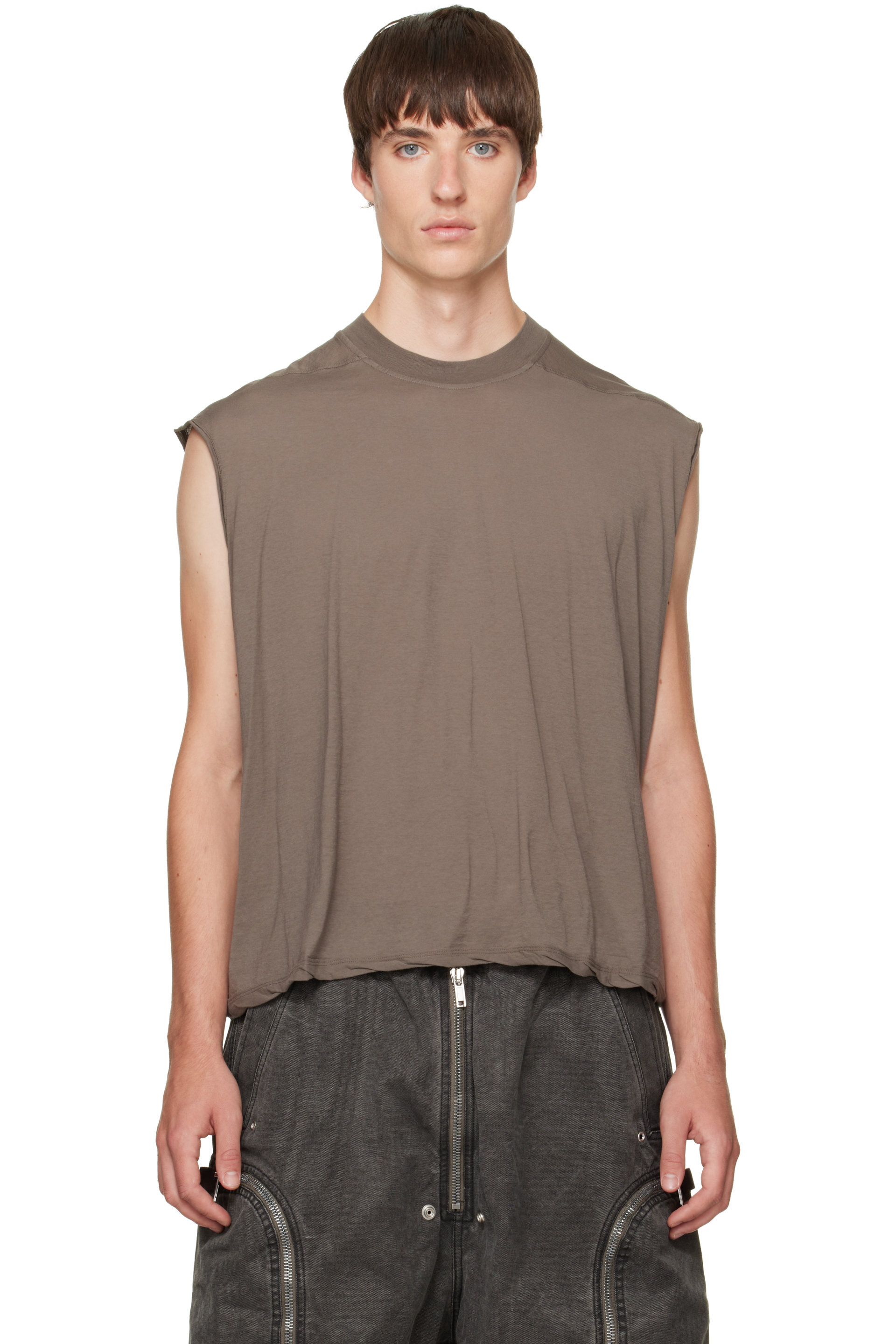 Rick Owens DRKSHDW - Taupe Tower Cropped Tarp T-shirt