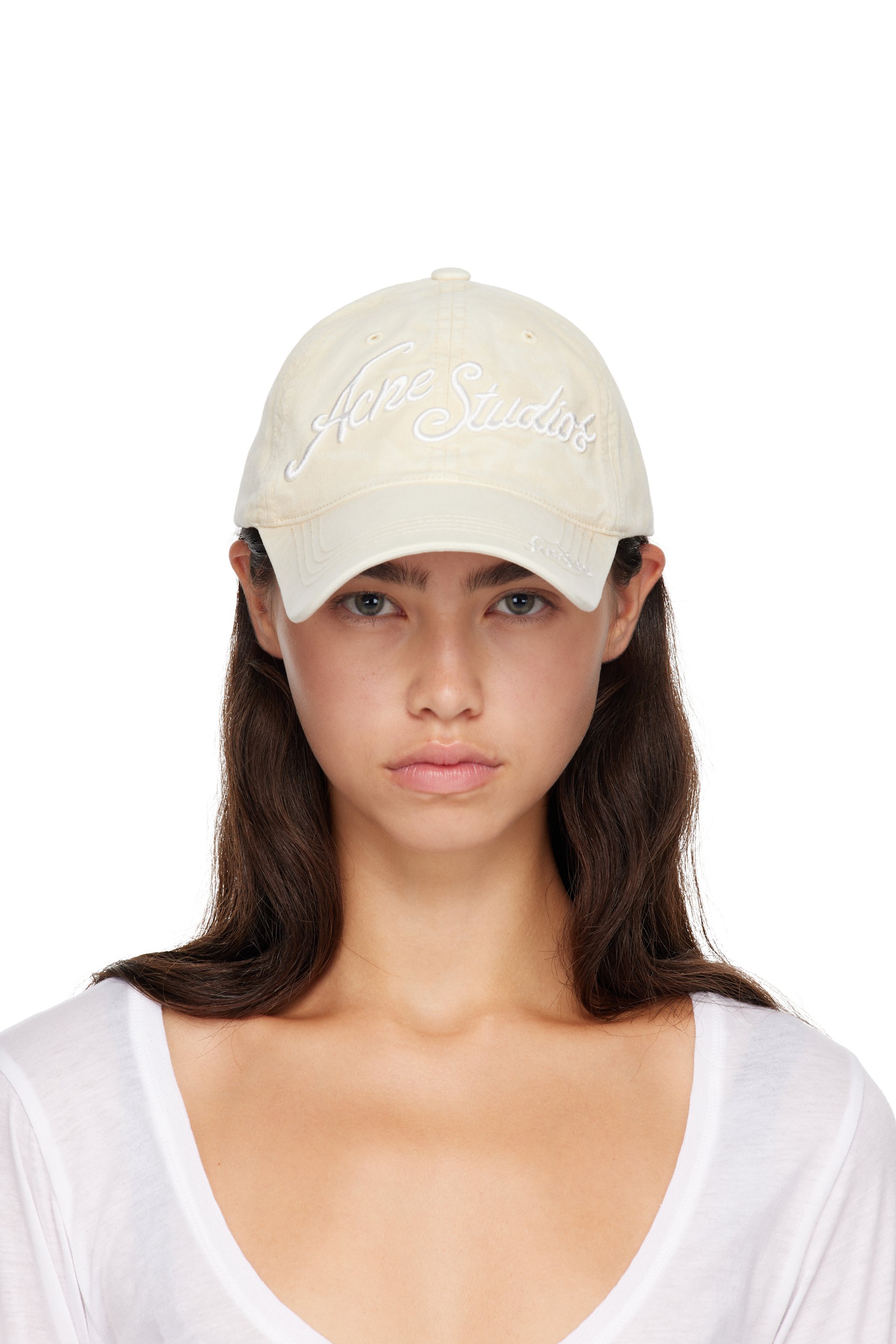 Acne Studios - Beige Embroidered-Logo Cap