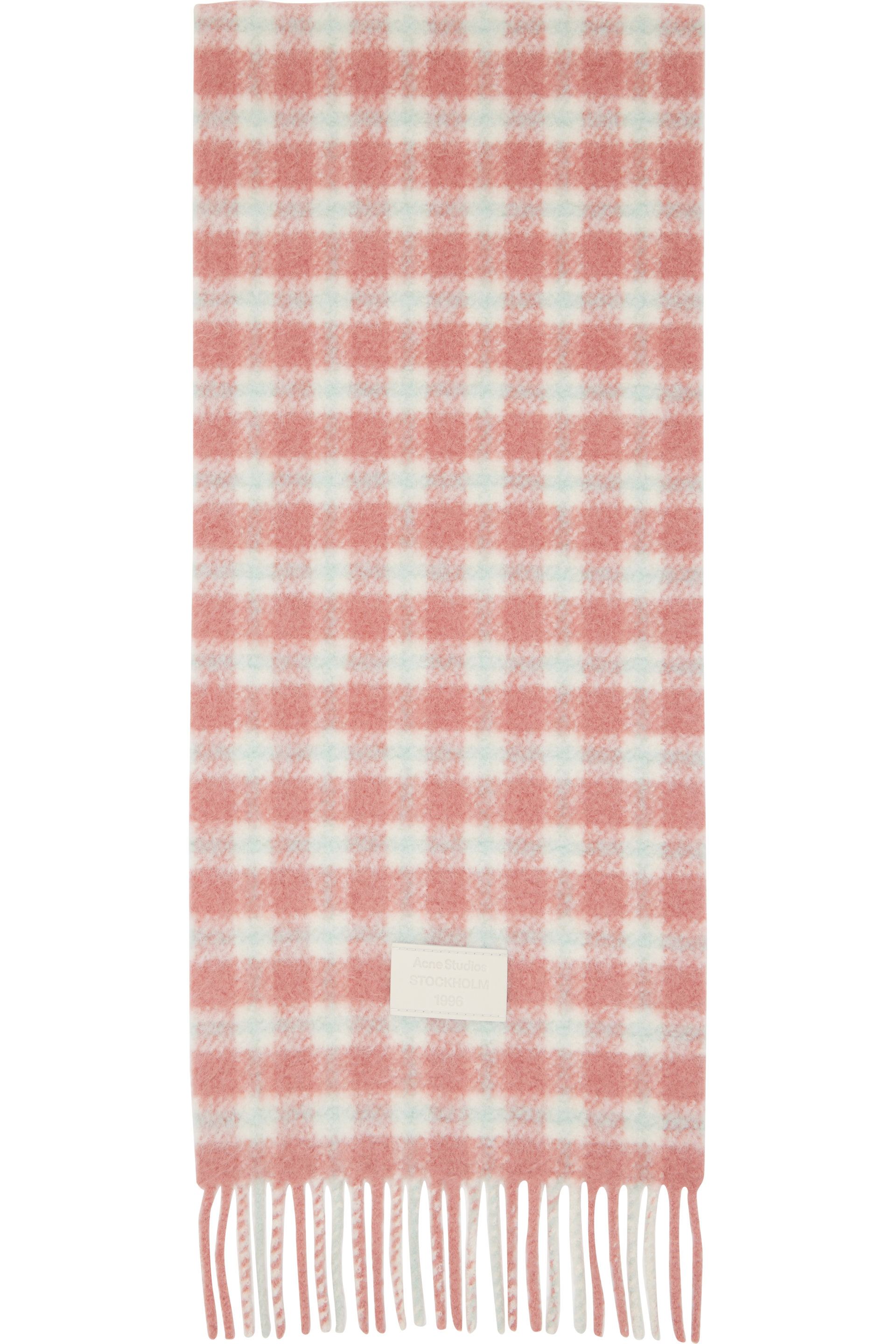 Acne Studios - Pink & White Checked Logo Scarf