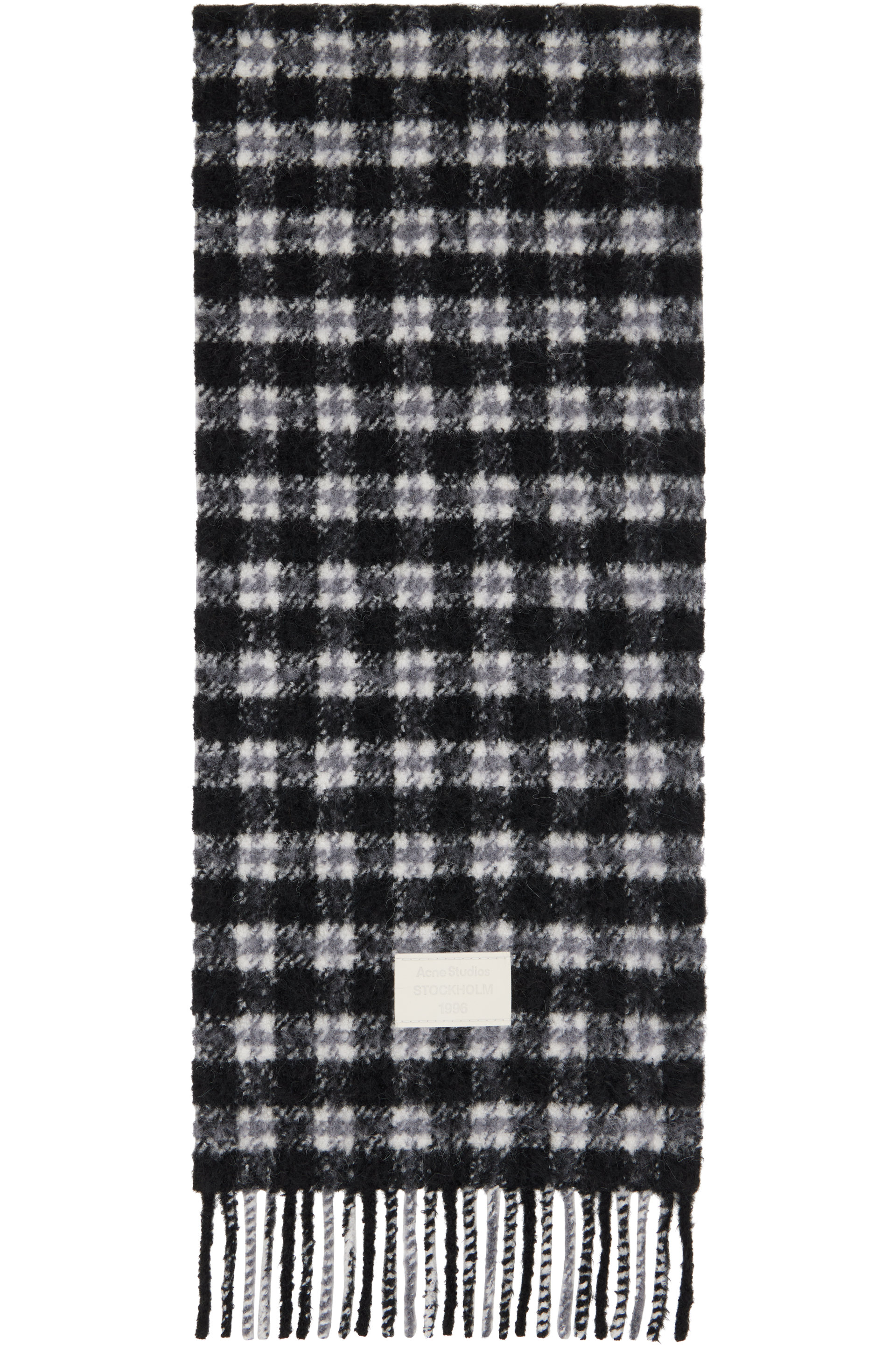Acne Studios - Black & White Check Fringed Scarf
