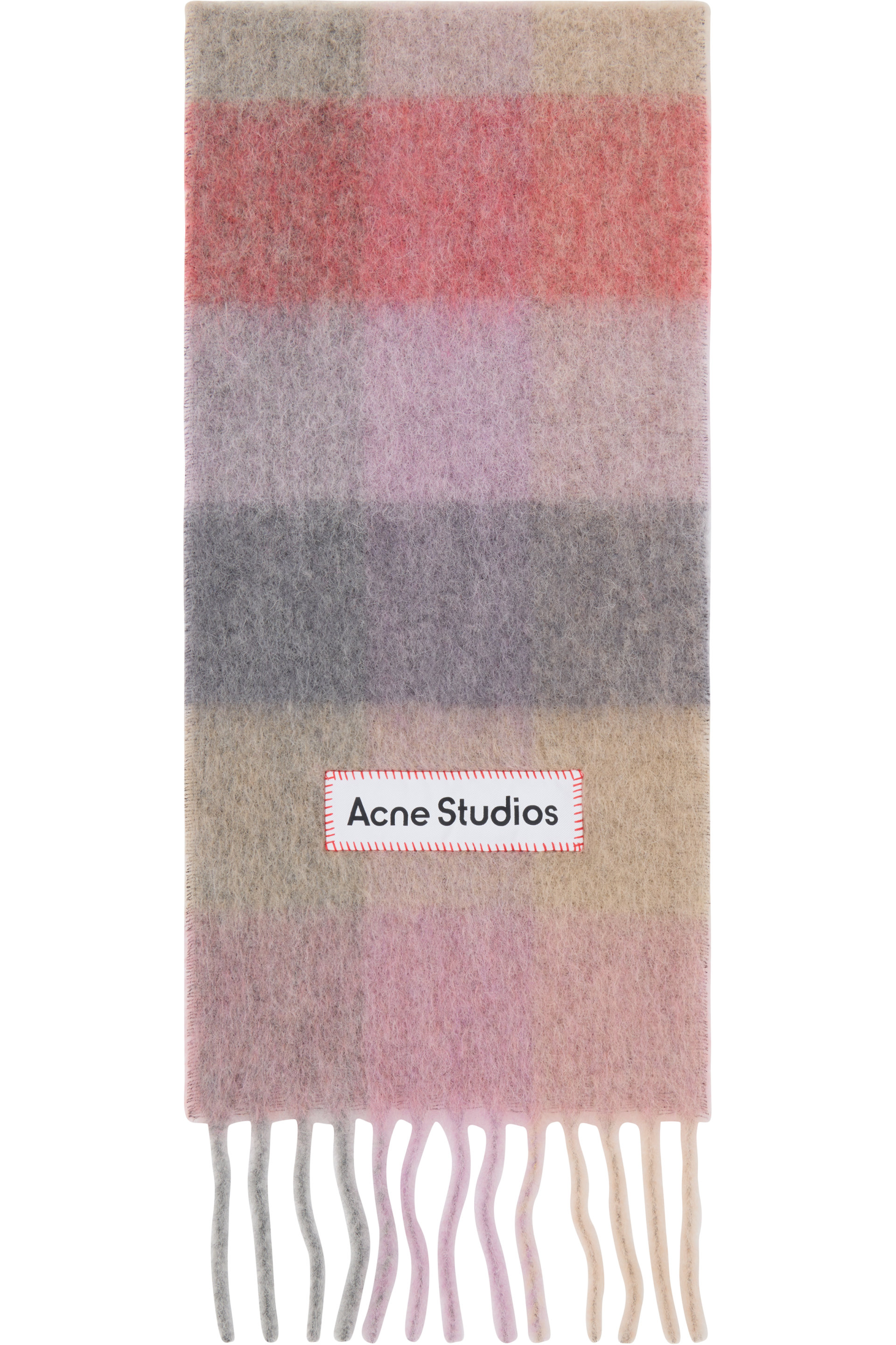 Acne Studios - Pink & Grey Check Wool Scarf