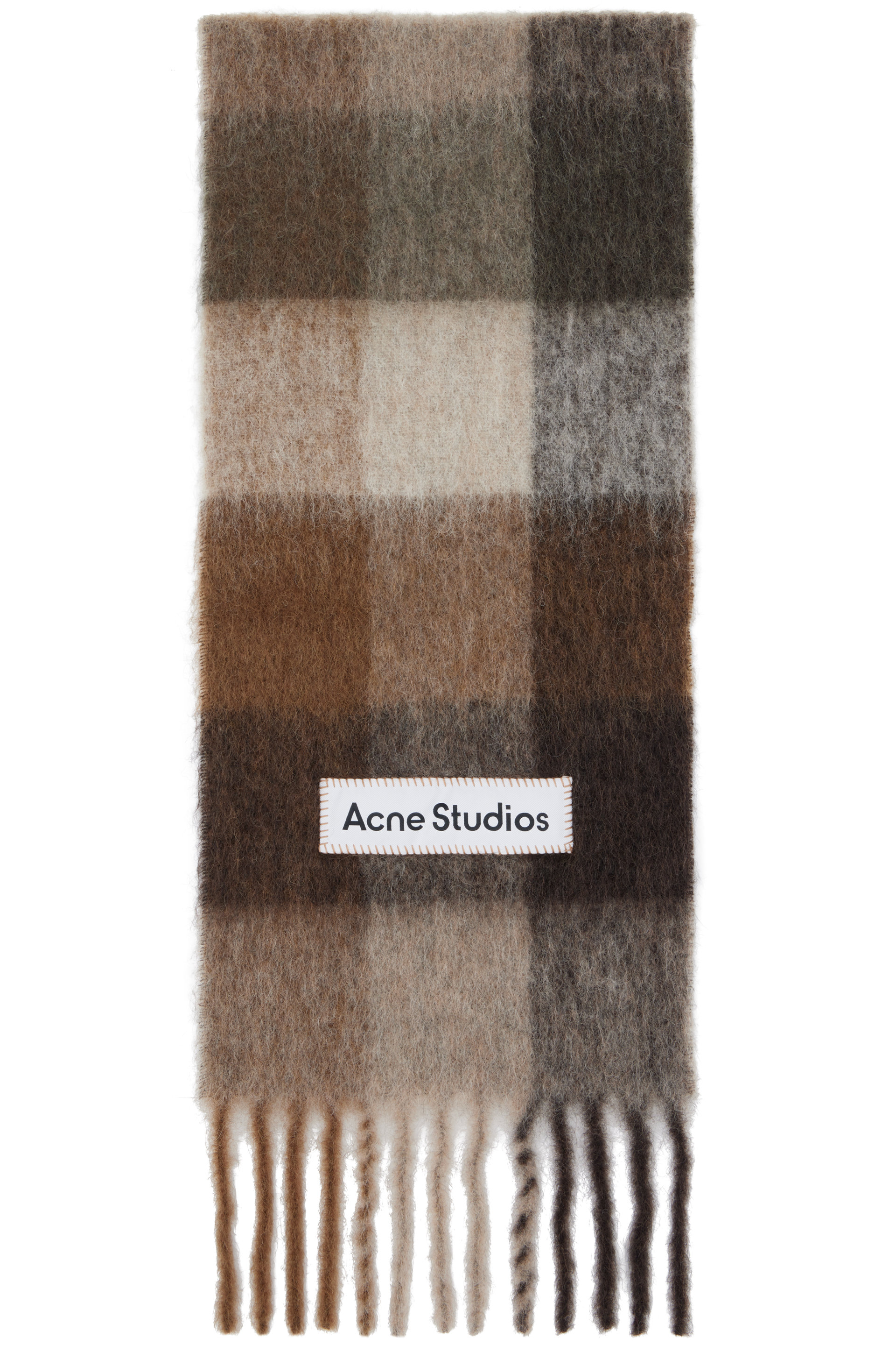 Acne Studios - Brown & Beige Check Wool Scarf