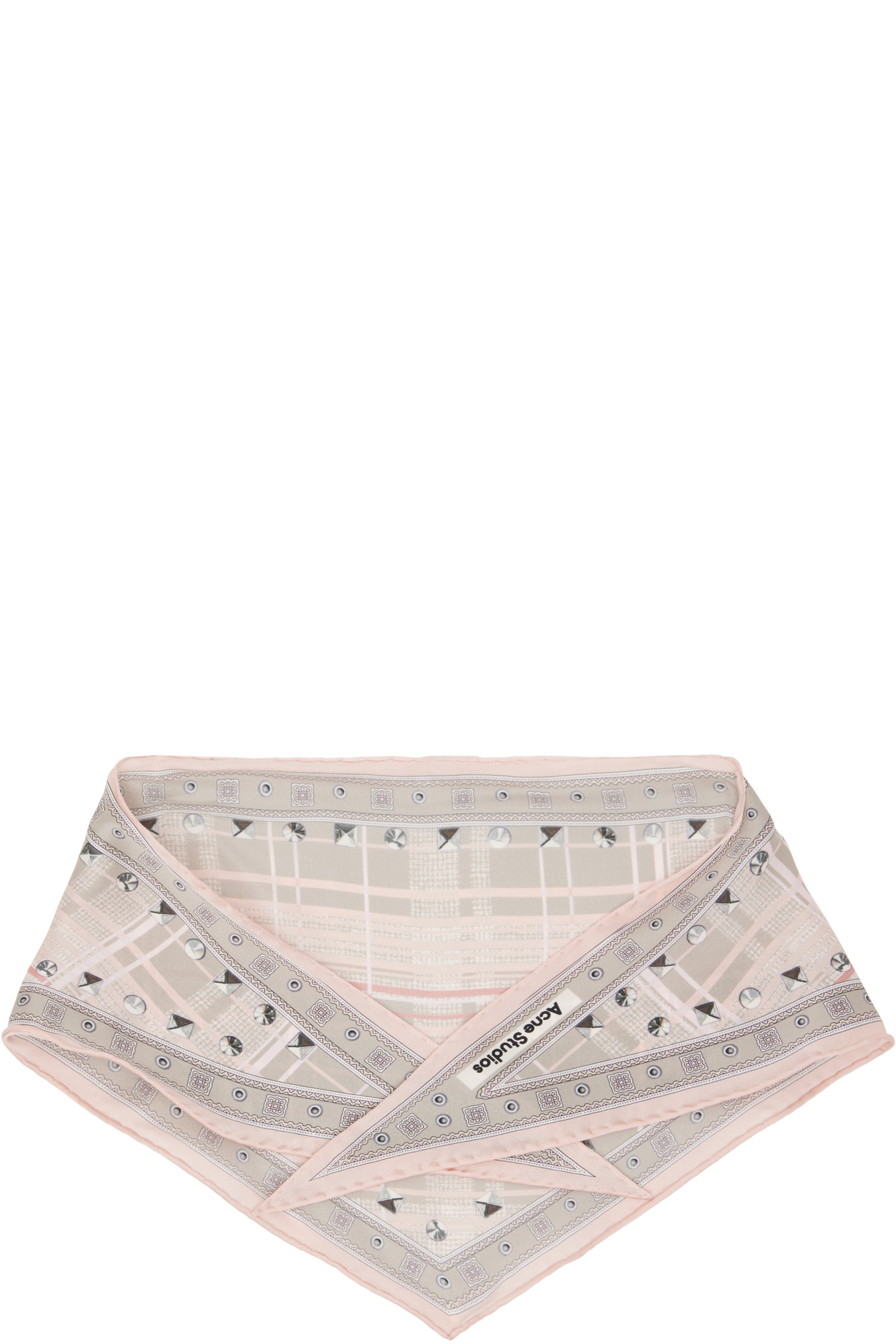 Acne Studios - Pink & Taupe Check Silk Scarf