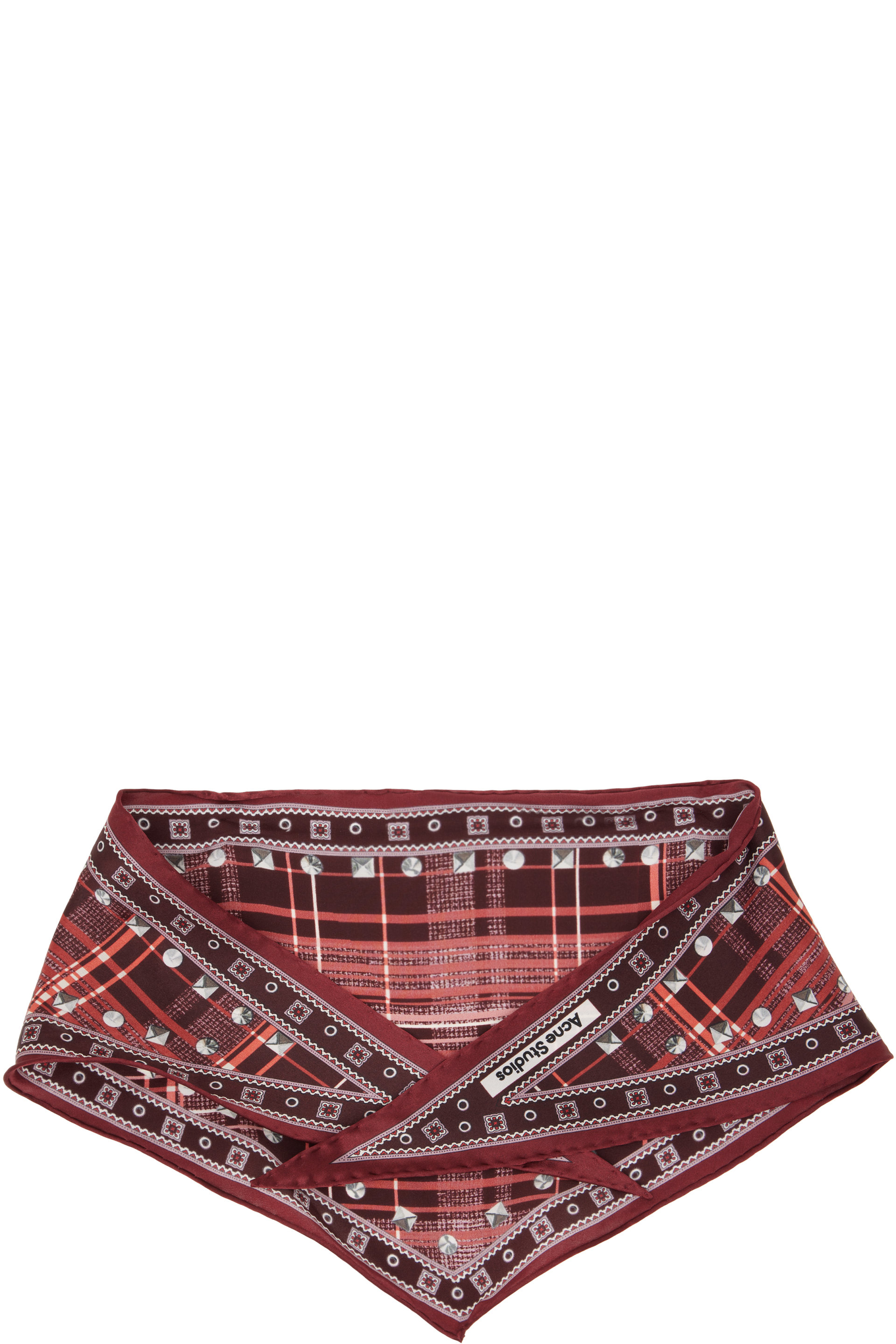 Acne Studios - Burgundy Check Silk Scarf