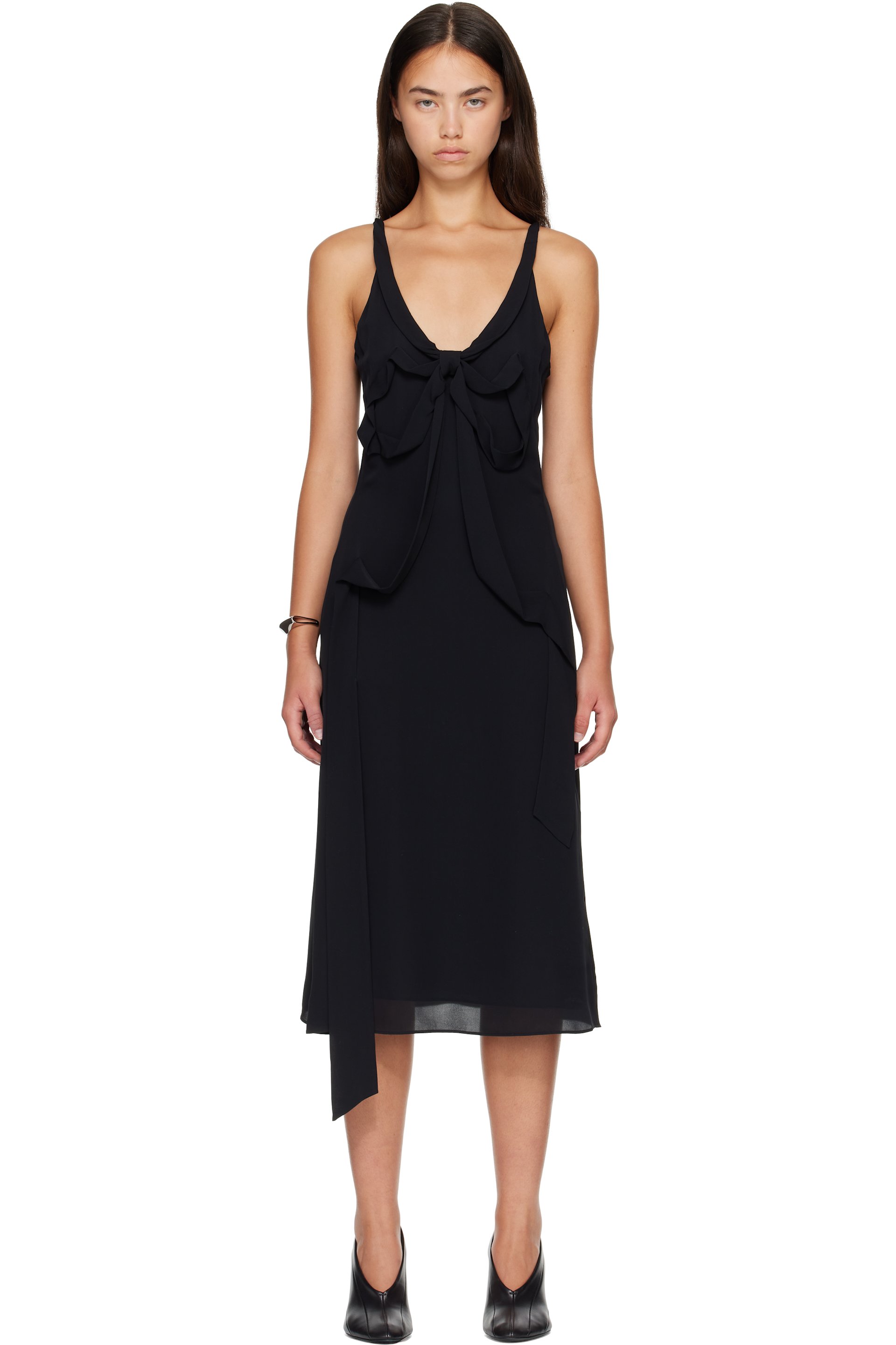 Acne Studios - Black Silk Bow Midi Dress