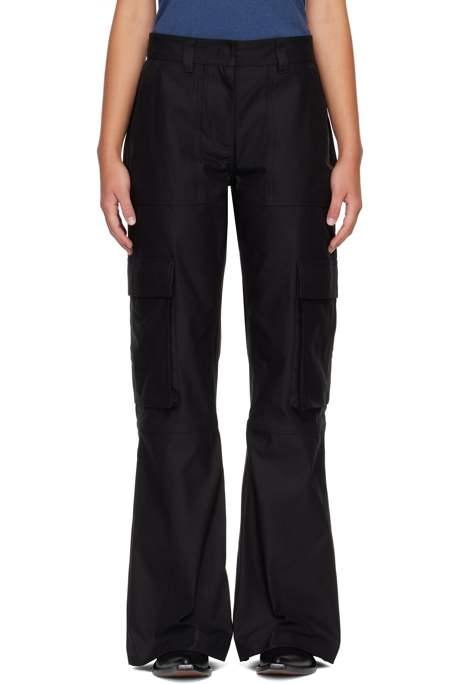 Acne Studios - Black Cotton Satin Cargo Trousers