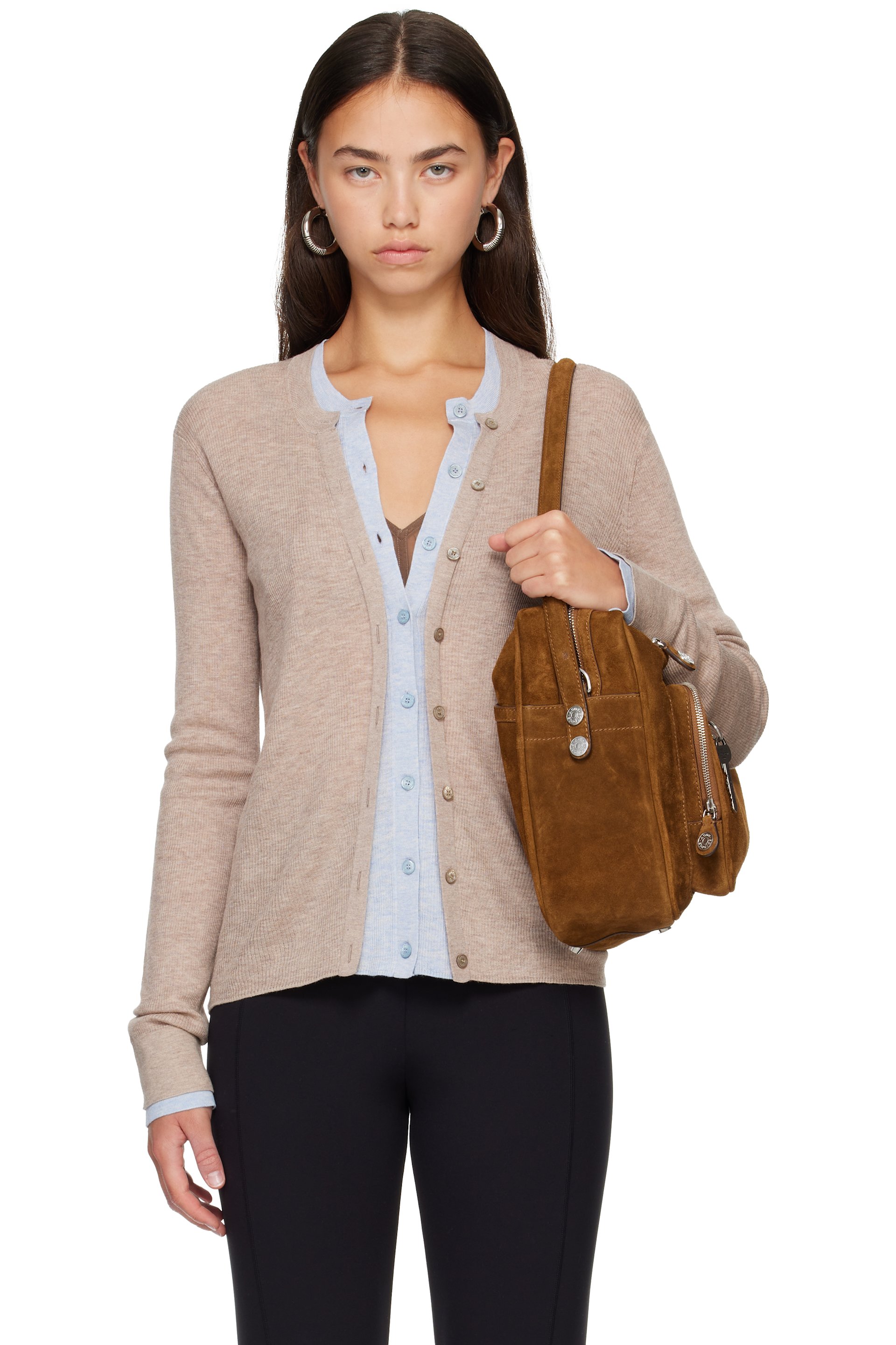Acne Studios - Beige & Blue Layered Silk-Wool Cardigan