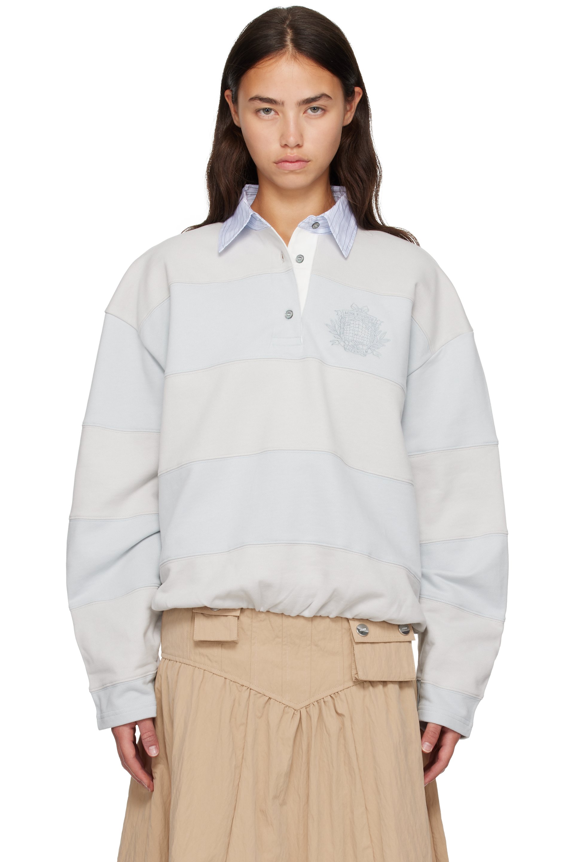 Acne Studios - Blue & Gray Striped Polo
