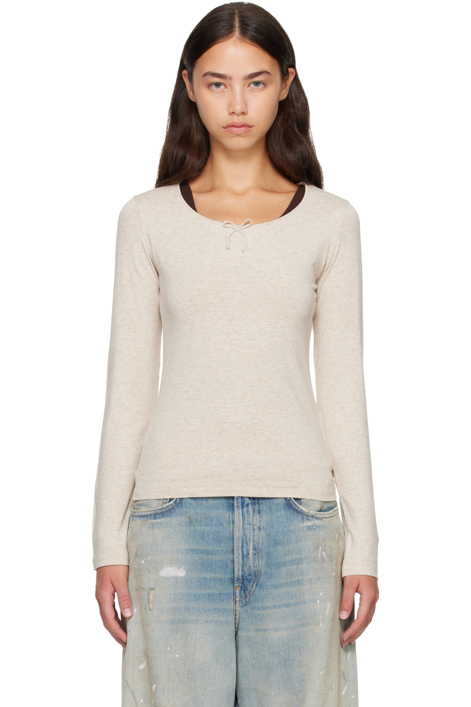 Acne Studios - Beige Jersey Bow T-shirt