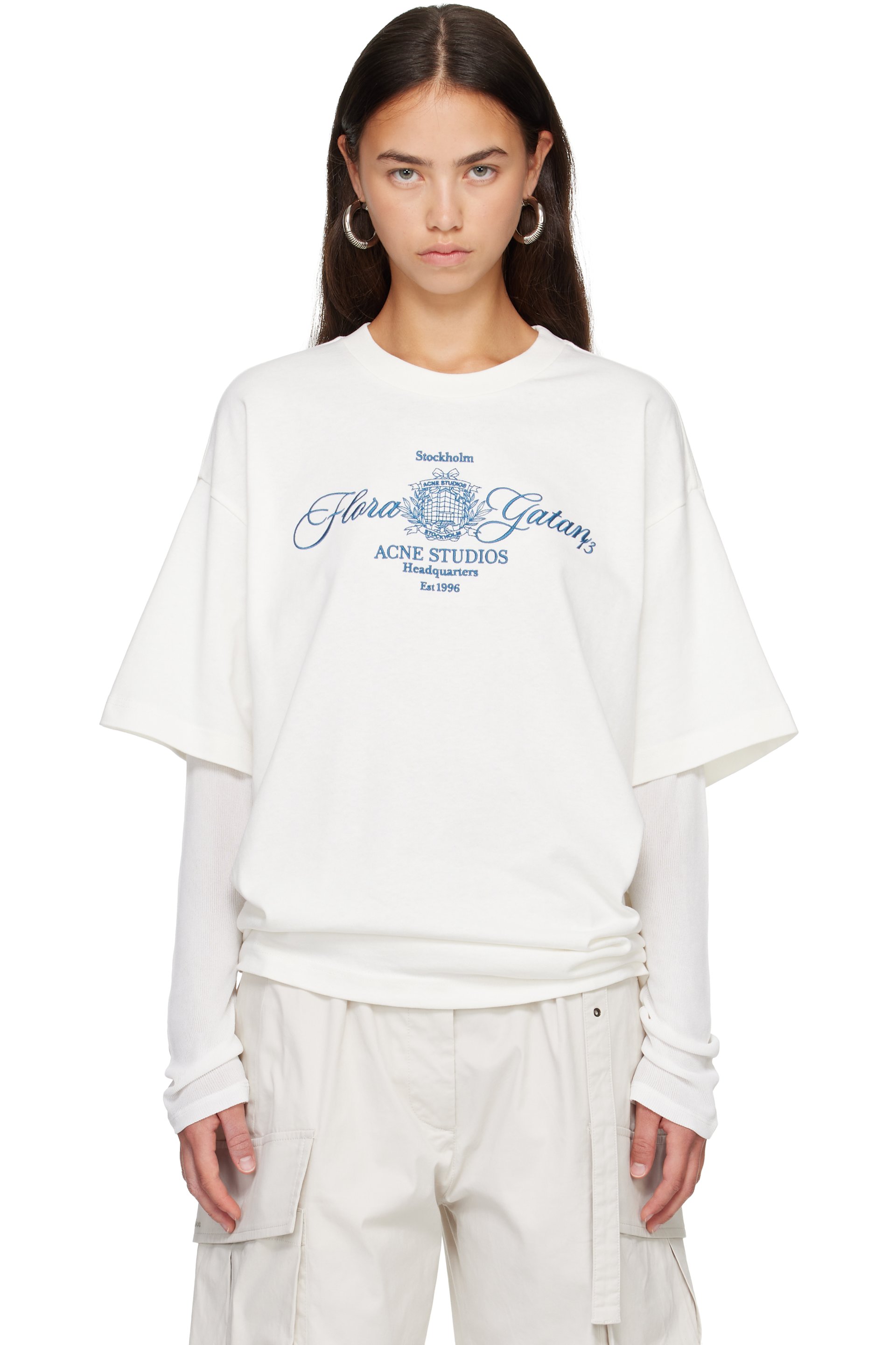 Acne Studios - Off-White Embroidered Long Sleeve T-shirt