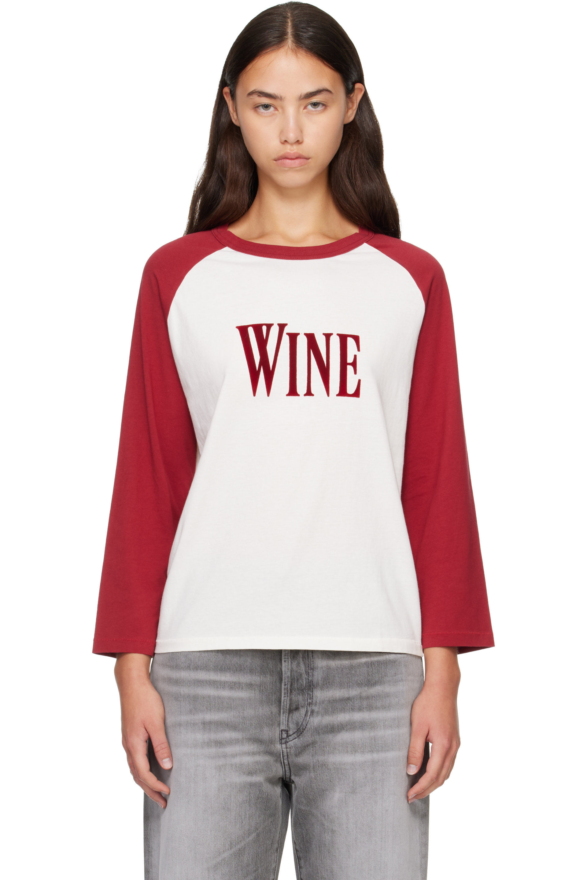 Acne Studios - T-shirt 'Wine' bourgogne et blanc