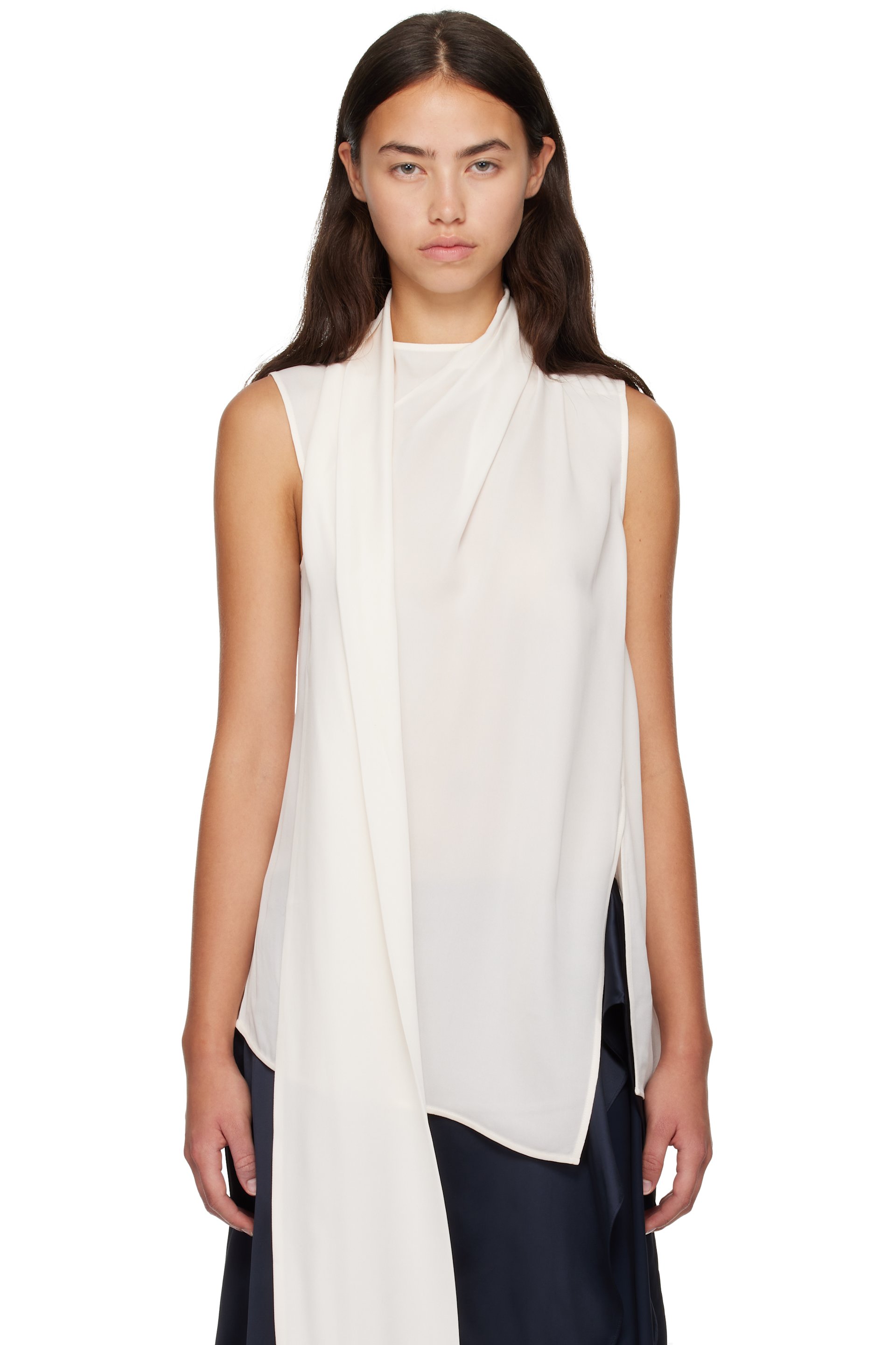 Acne Studios - White Silk Sleeveless Blouse