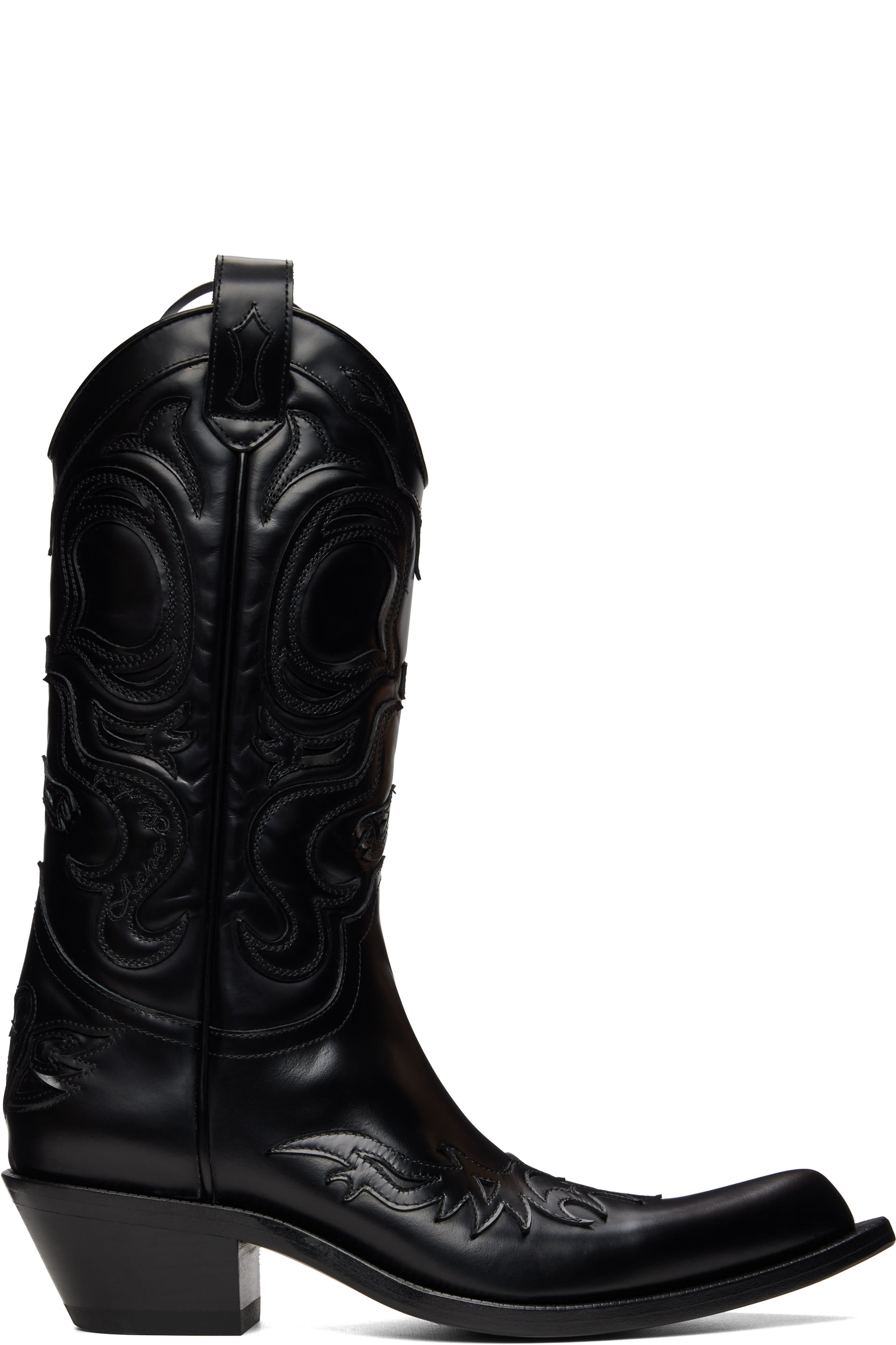 Acne Studios - Black Pointy Leather Cowboy Boots
