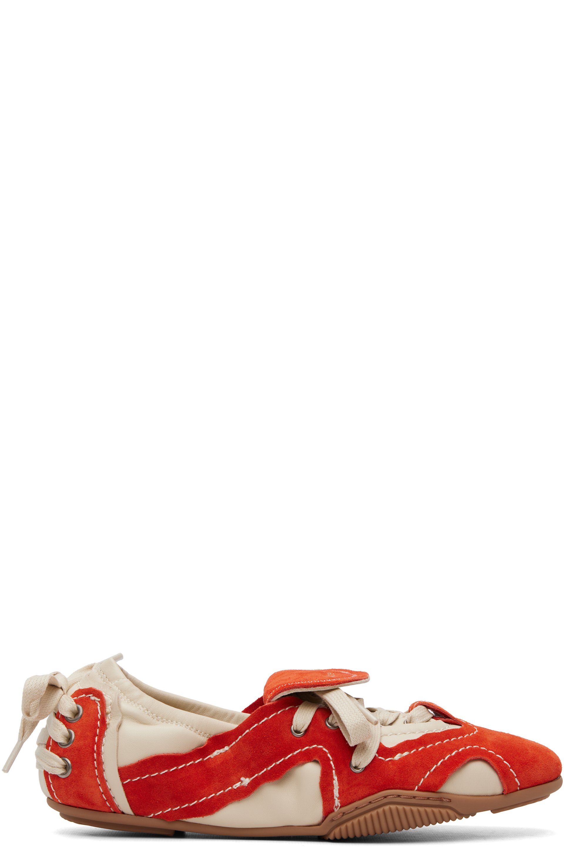 Acne Studios - Off-White & Orange Suede Lace-Up Sneakers
