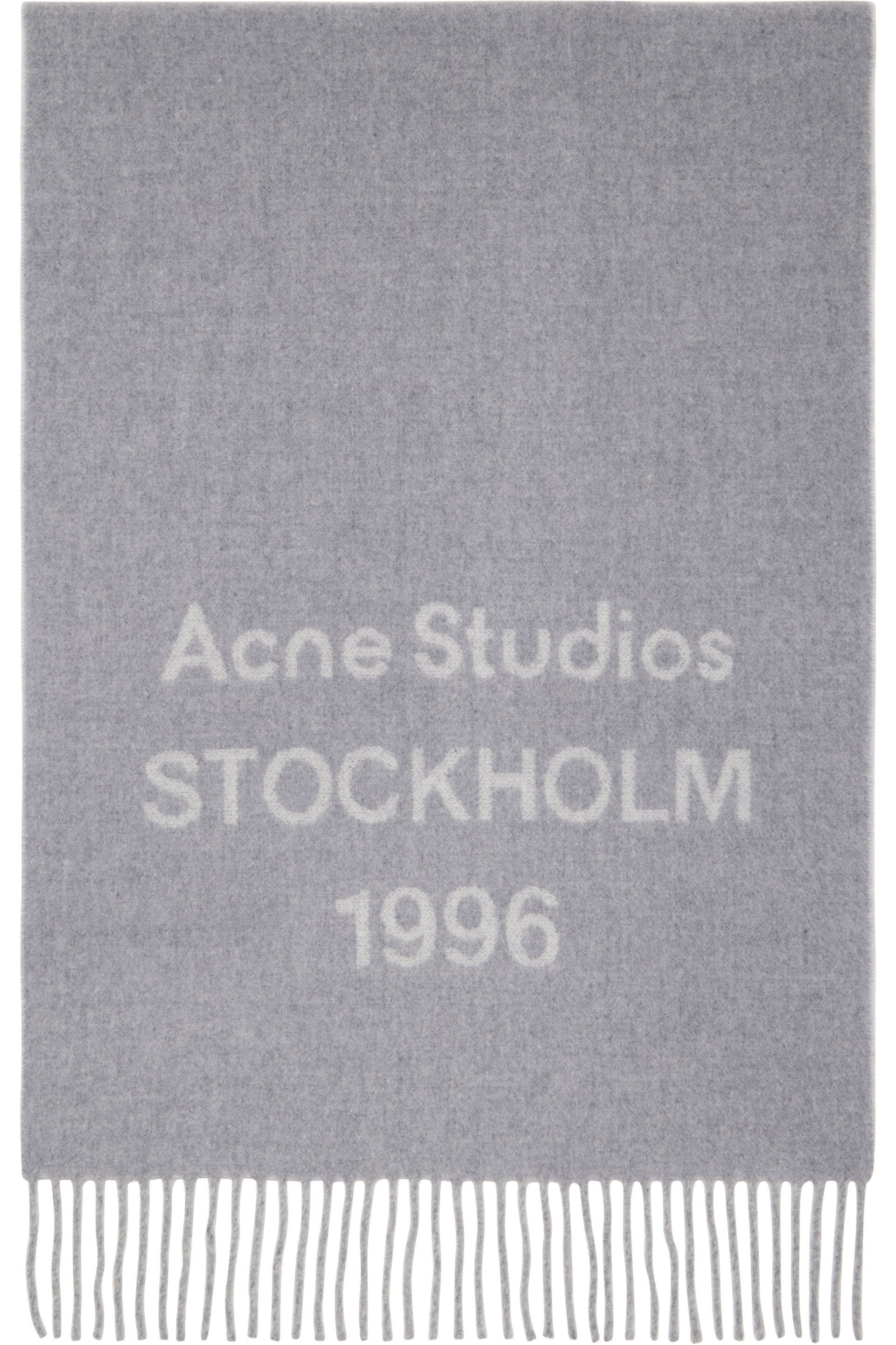 Acne Studios - Gray Fringed Logo Scarf