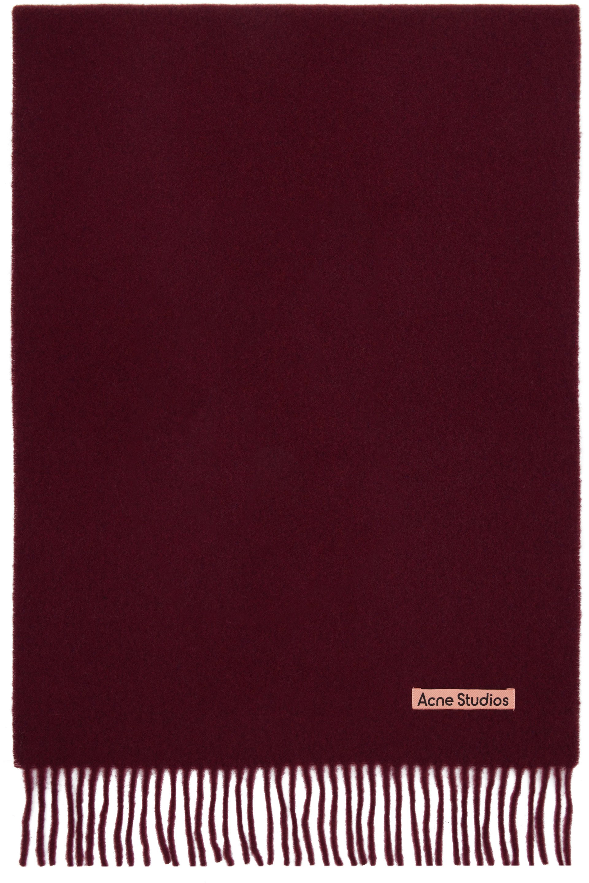 Acne Studios - Burgundy Fringed Wool Scarf