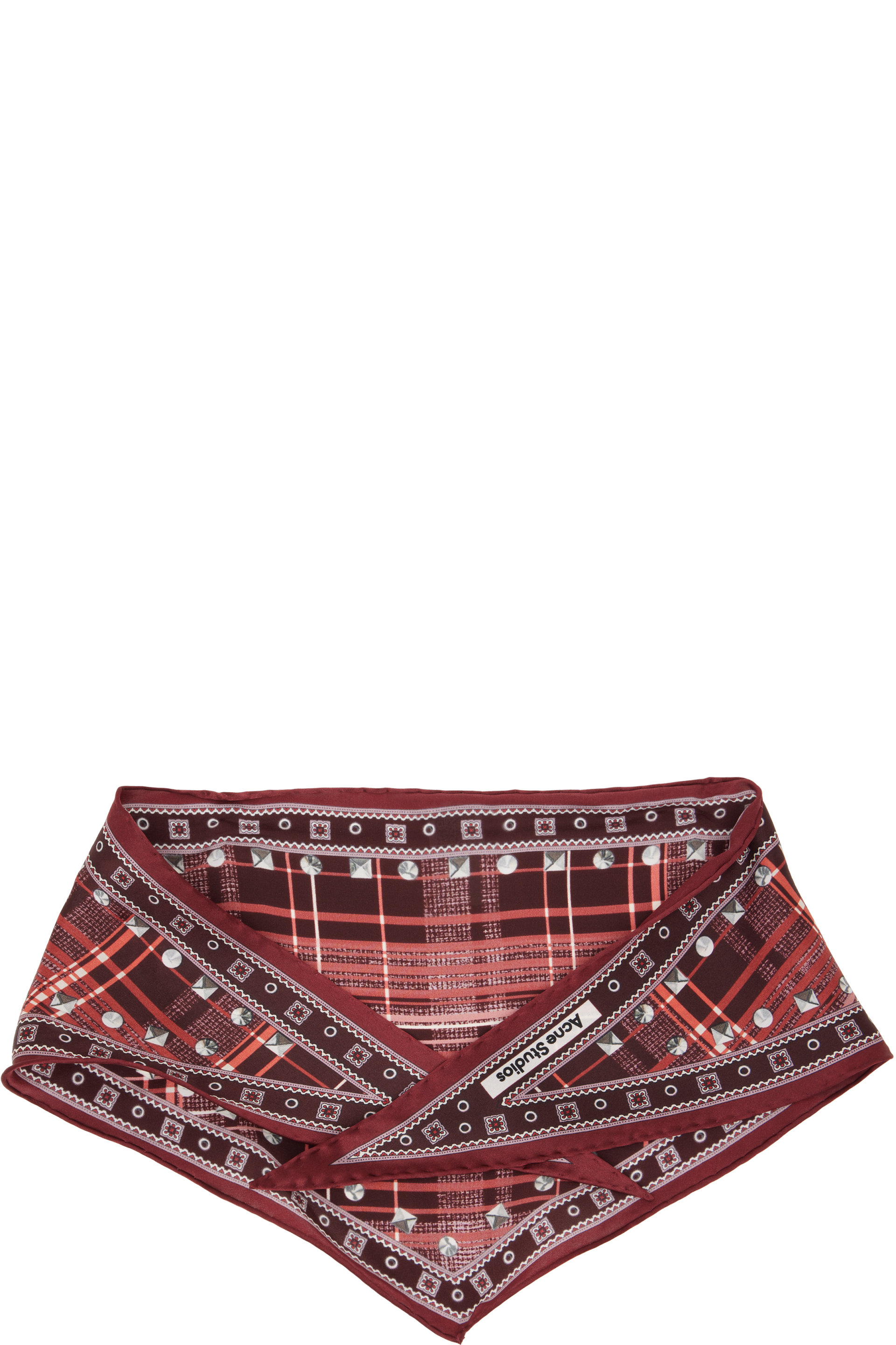 Acne Studios - Burgundy Check Silk Scarf