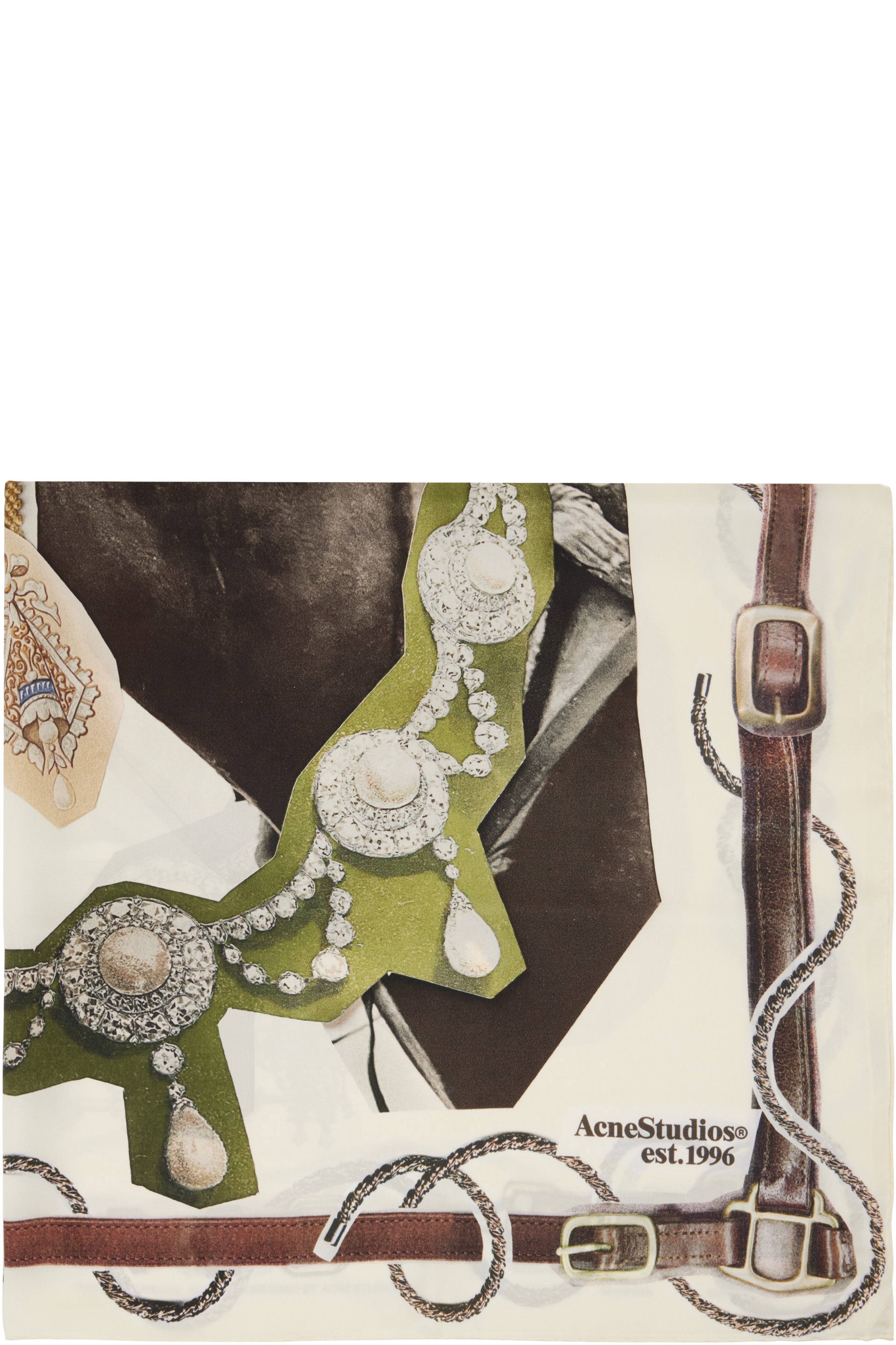 Acne Studios - Off-White & Brown Printed Silk Scarf