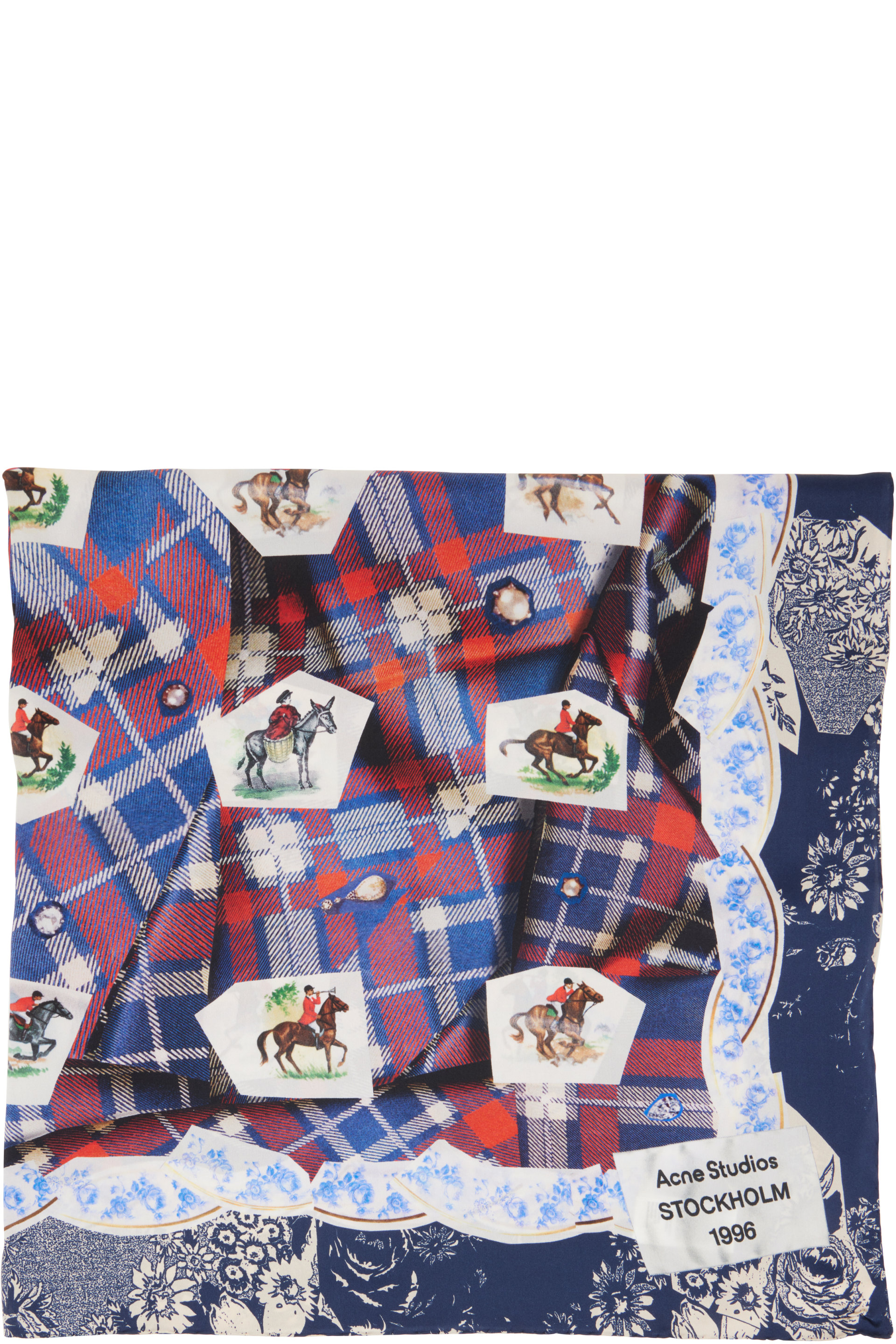 Acne Studios - Blue & Red Printed Silk Scarf