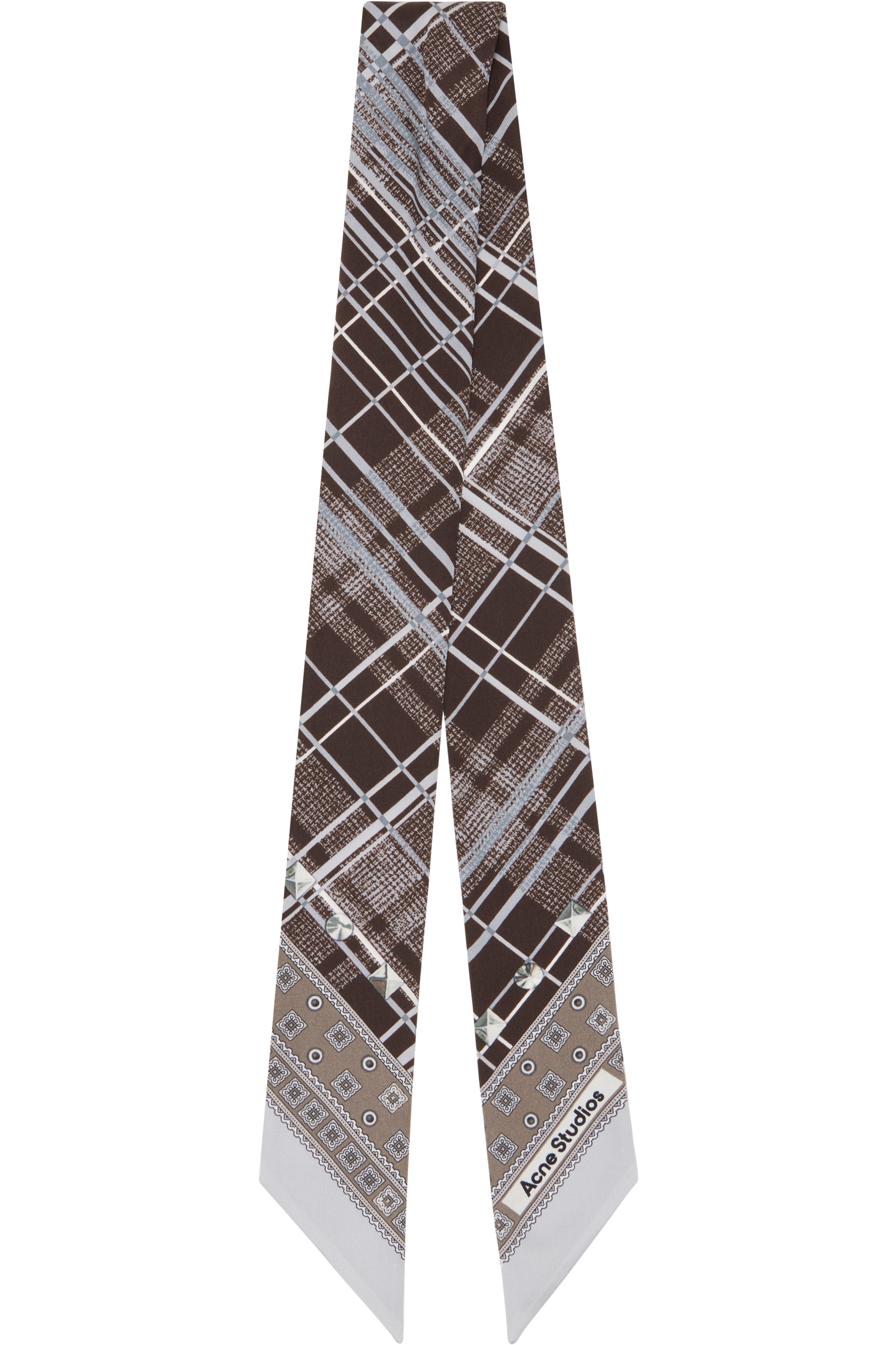 Acne Studios - Brown Silk Check Scarf