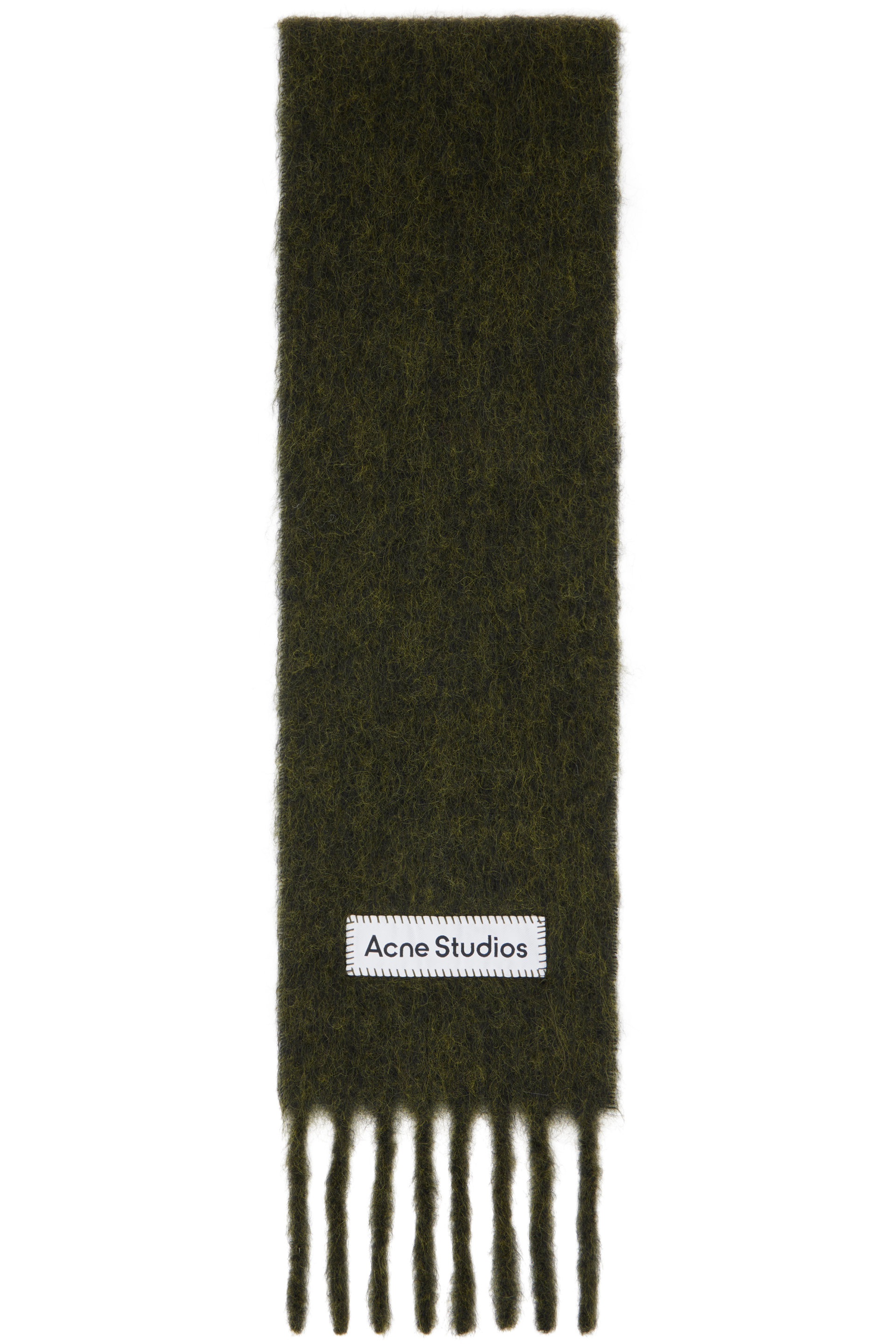 Acne Studios - Khaki Fringed Logo Scarf