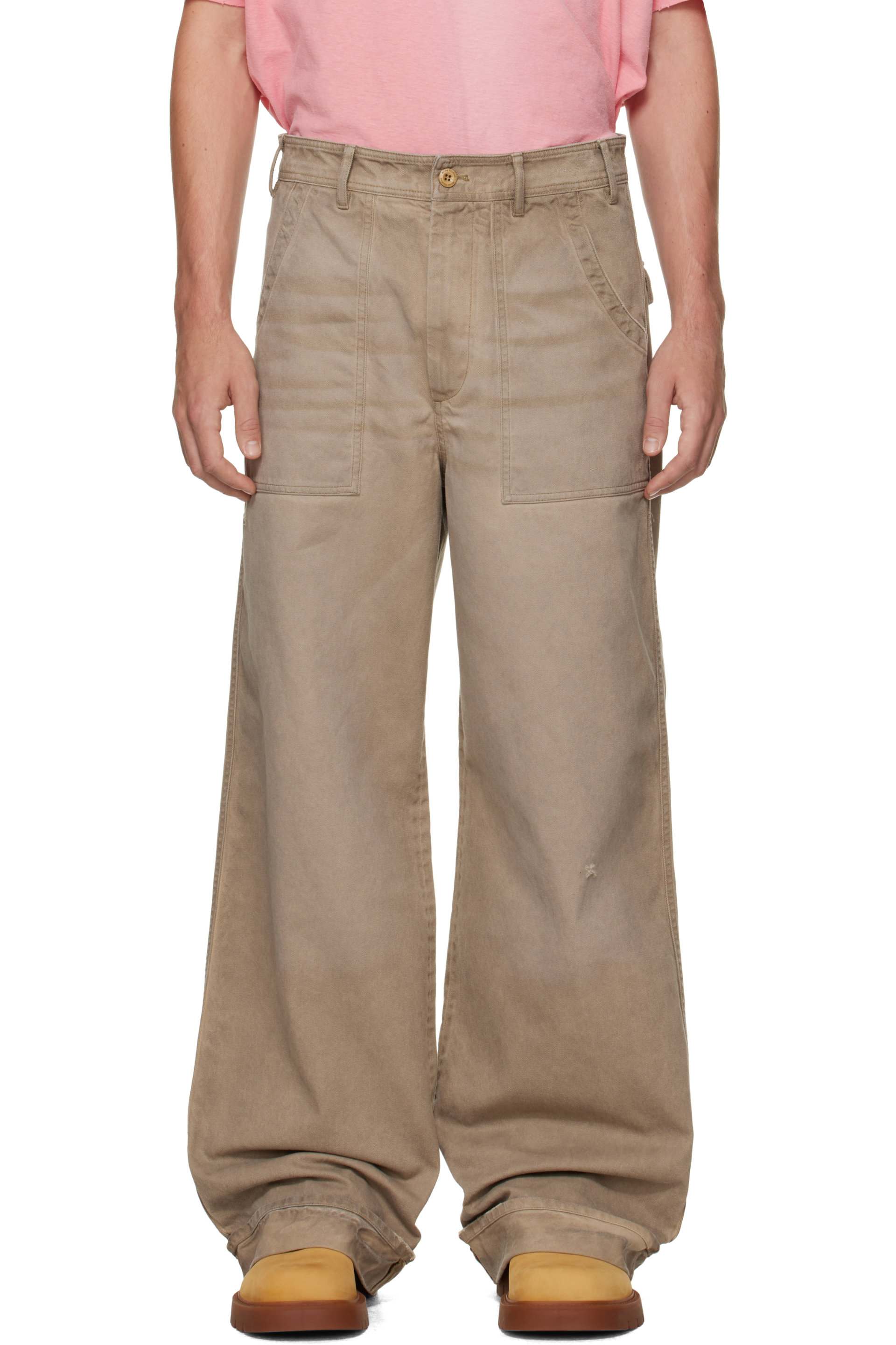 Acne Studios - ベージュ Stained Twill トラウザーズ
