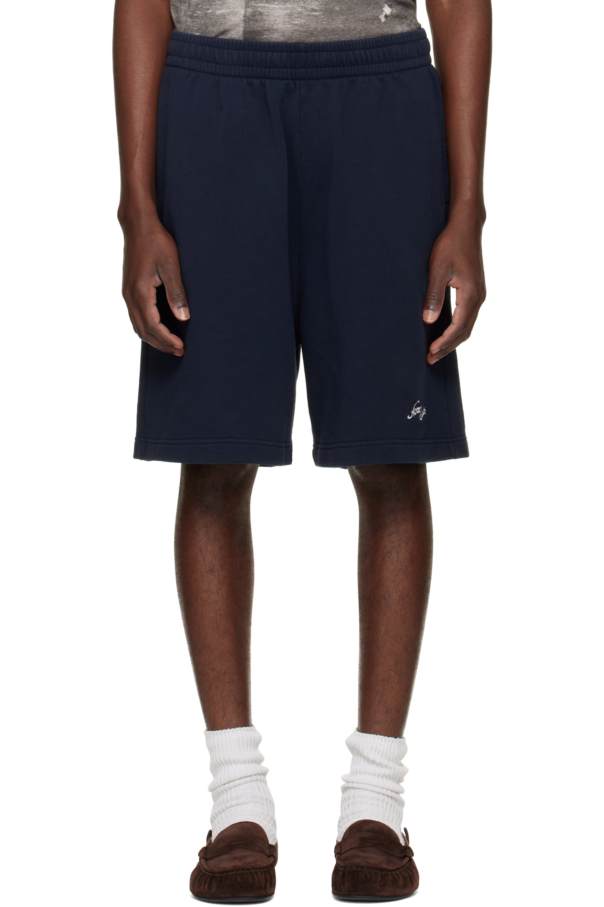 Acne Studios - Navy Embroidered Logo Shorts