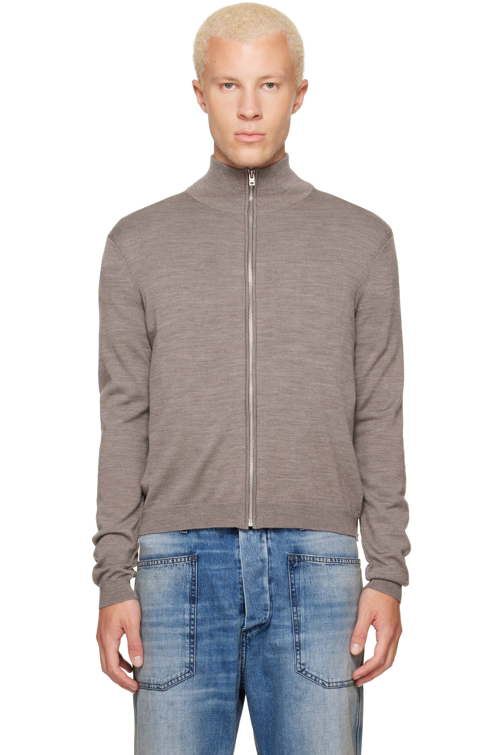 Acne Studios - Taupe Zip-Up Bow Logo Track Jacket