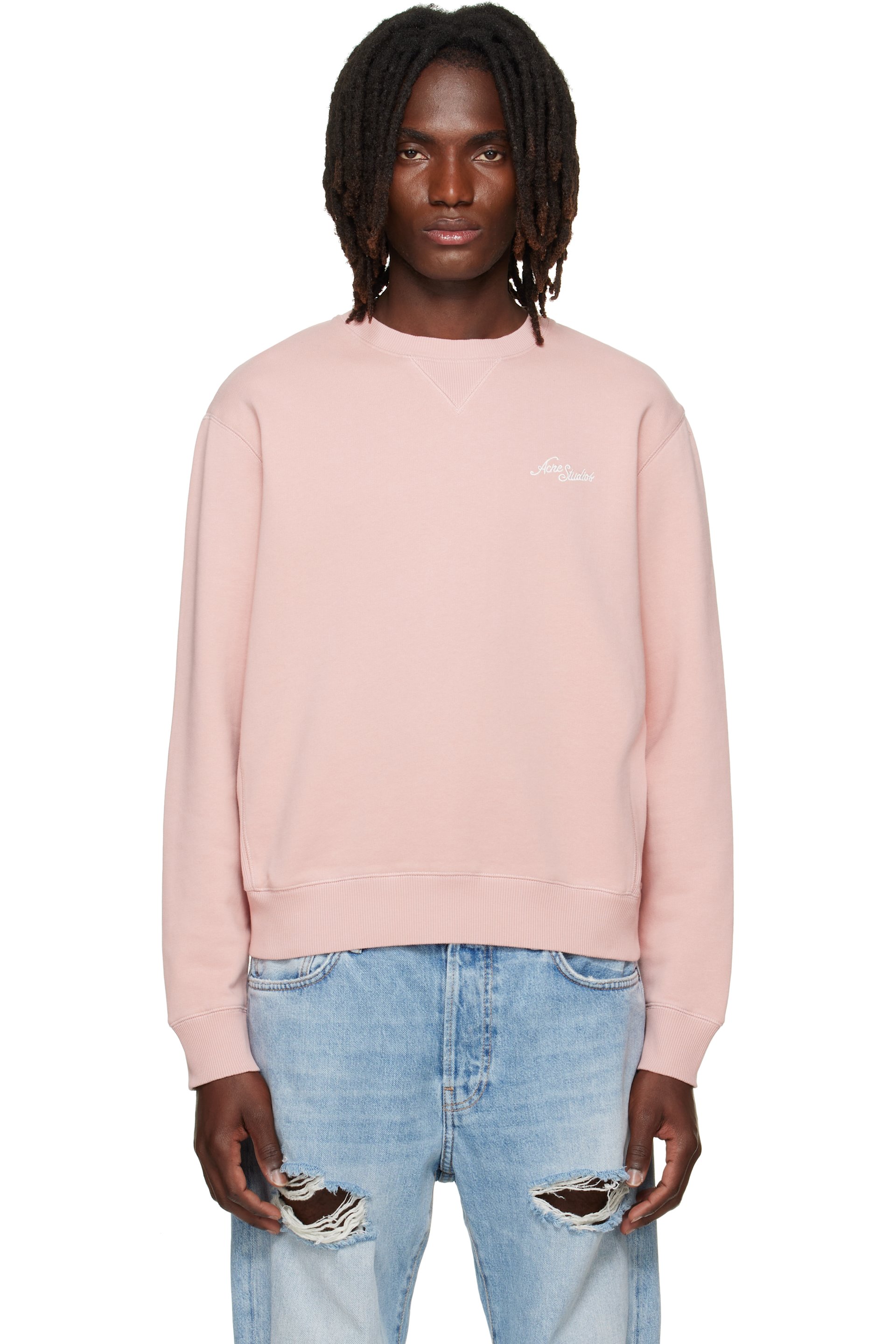 Acne Studios - Pull molletonné rose à logo
