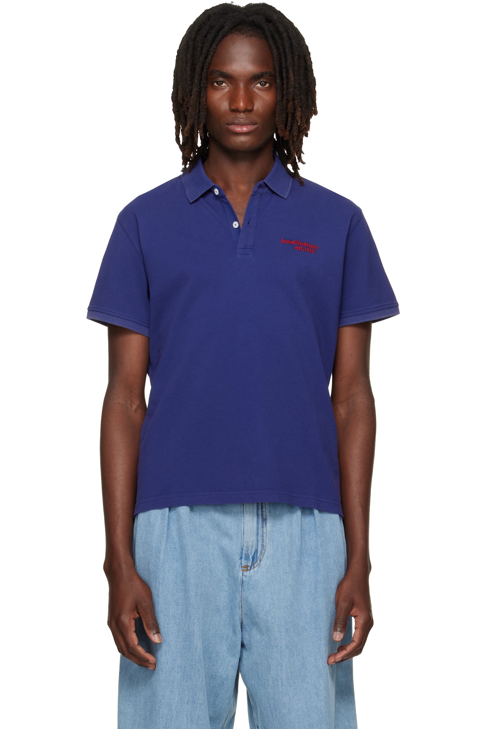 Acne Studios - Polo mauve à logo brodé