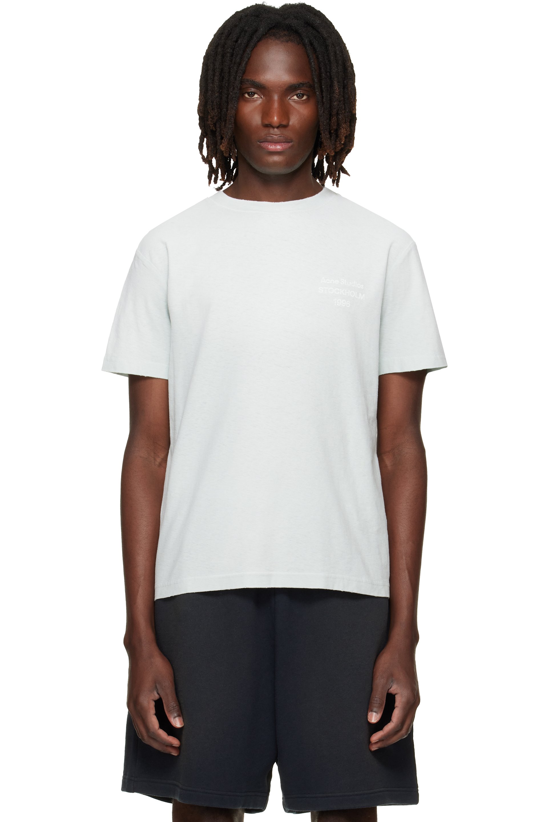 Acne Studios - グリーン ディストレスロゴ Tシャツ