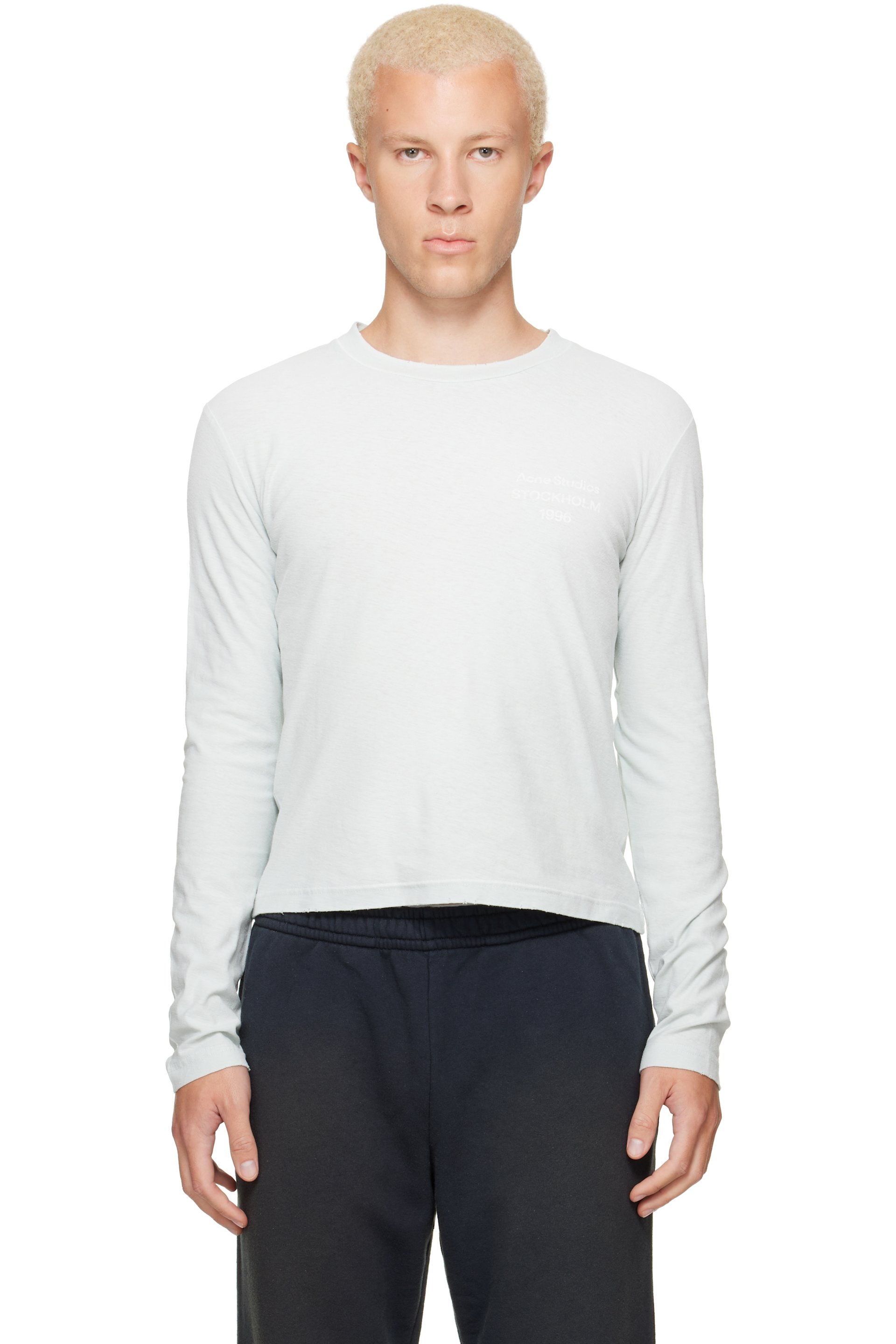 Acne Studios - T-shirt vert à logo à effet usé