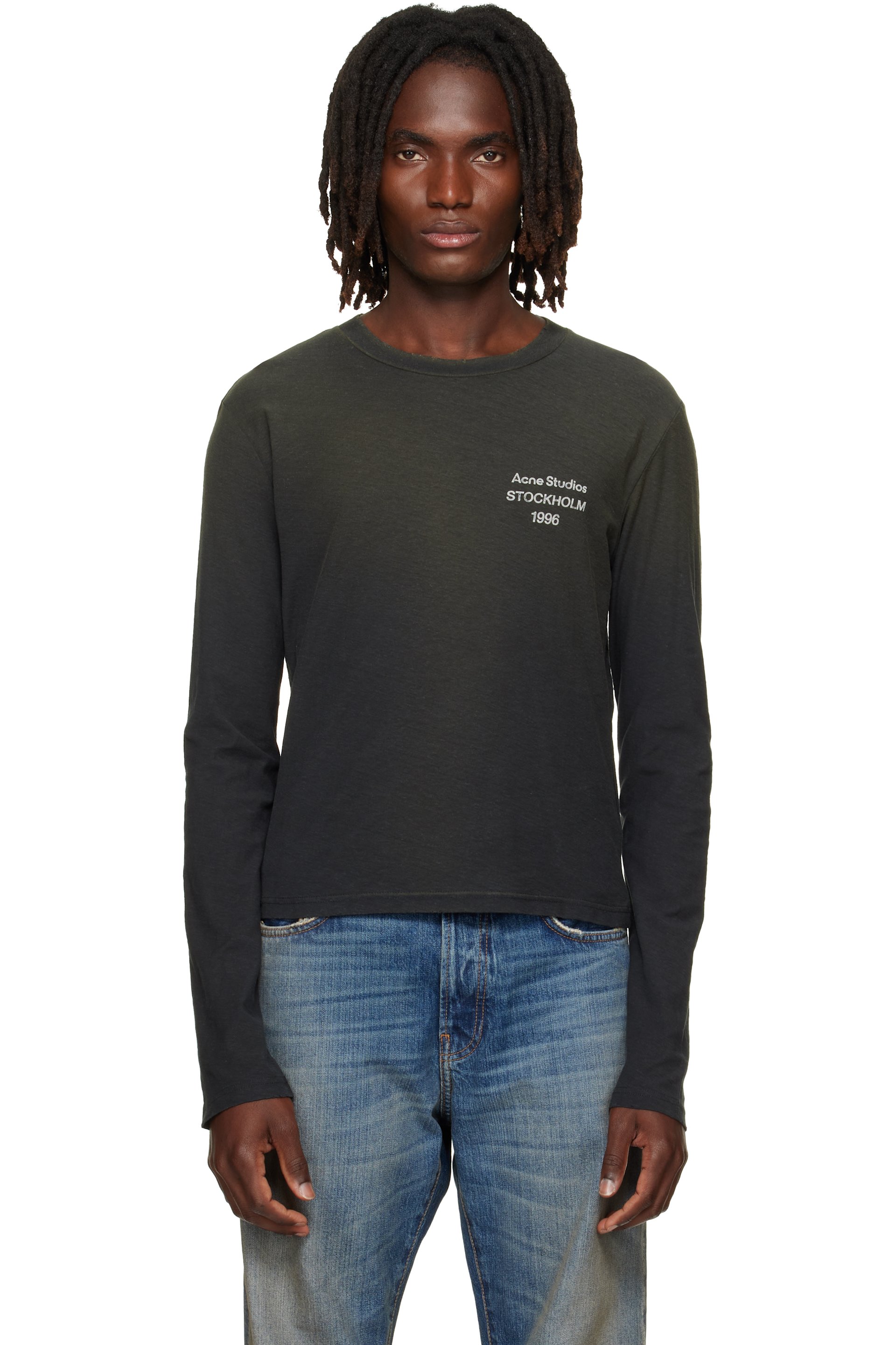 Acne Studios - T-shirt noir à logo à effet usé