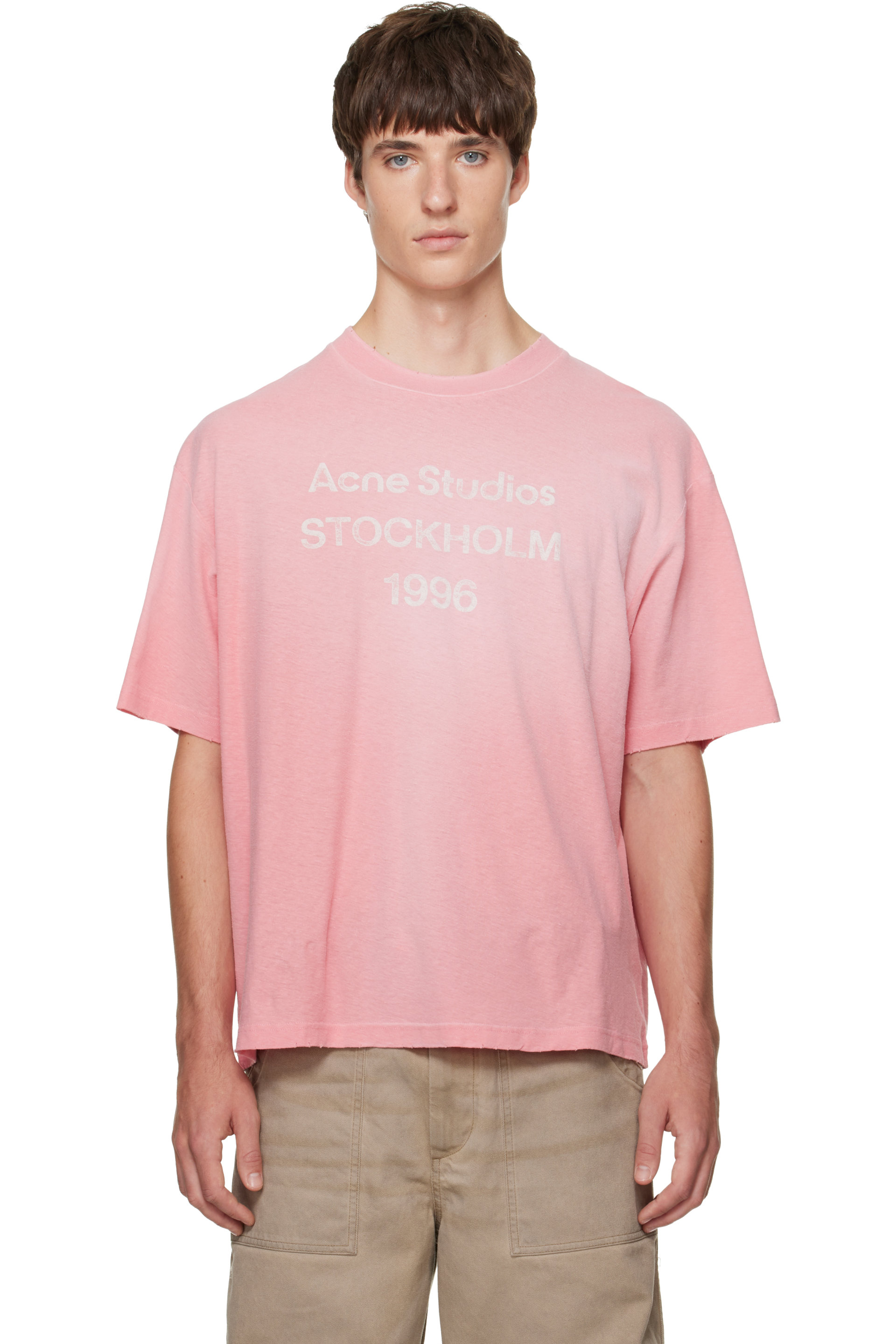 Acne Studios - Pink Sprayed Logo T-shirt