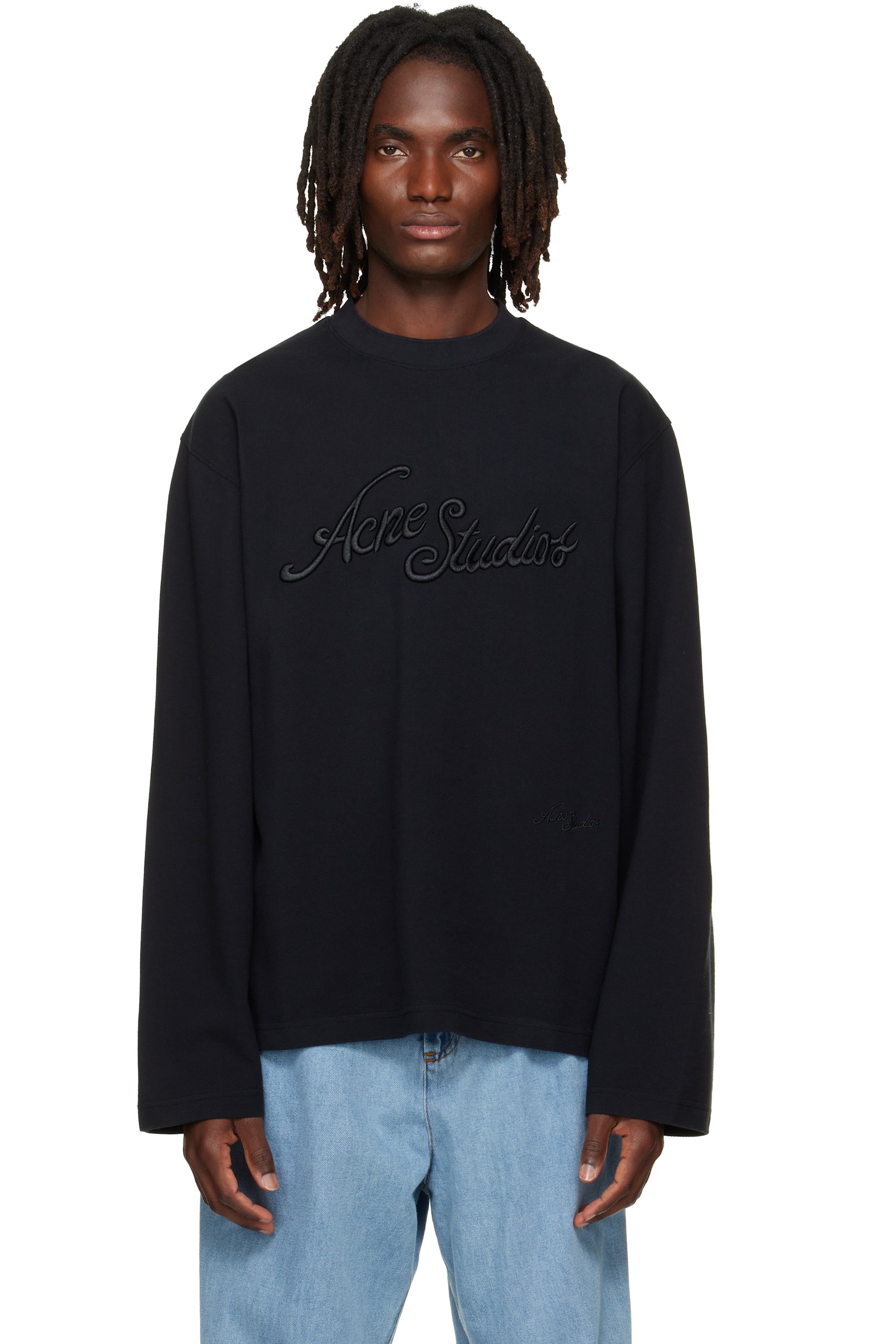 Acne Studios - T-shirt noir à logos brodés
