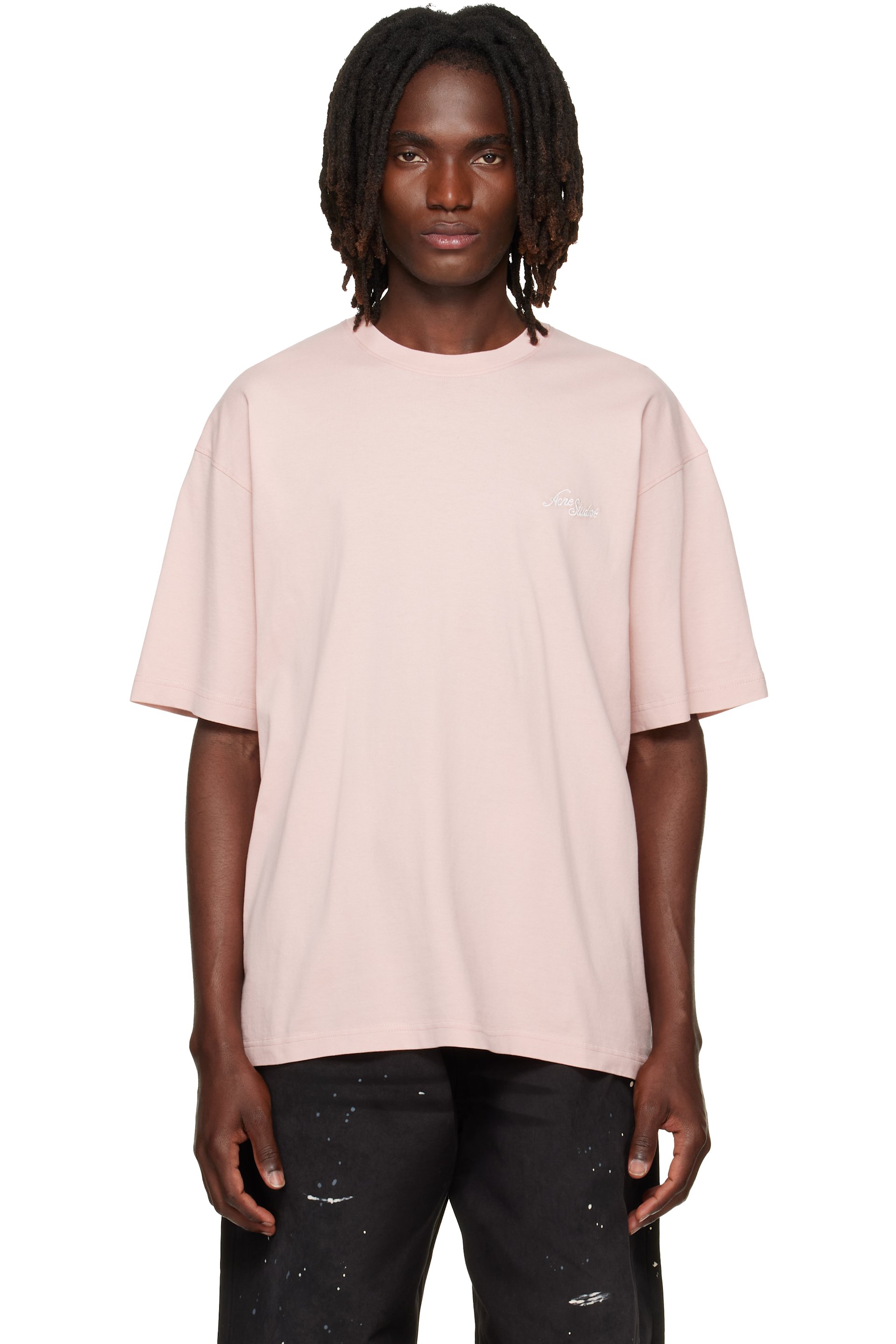 Acne Studios - Pink Embroidered-Logo T-shirt