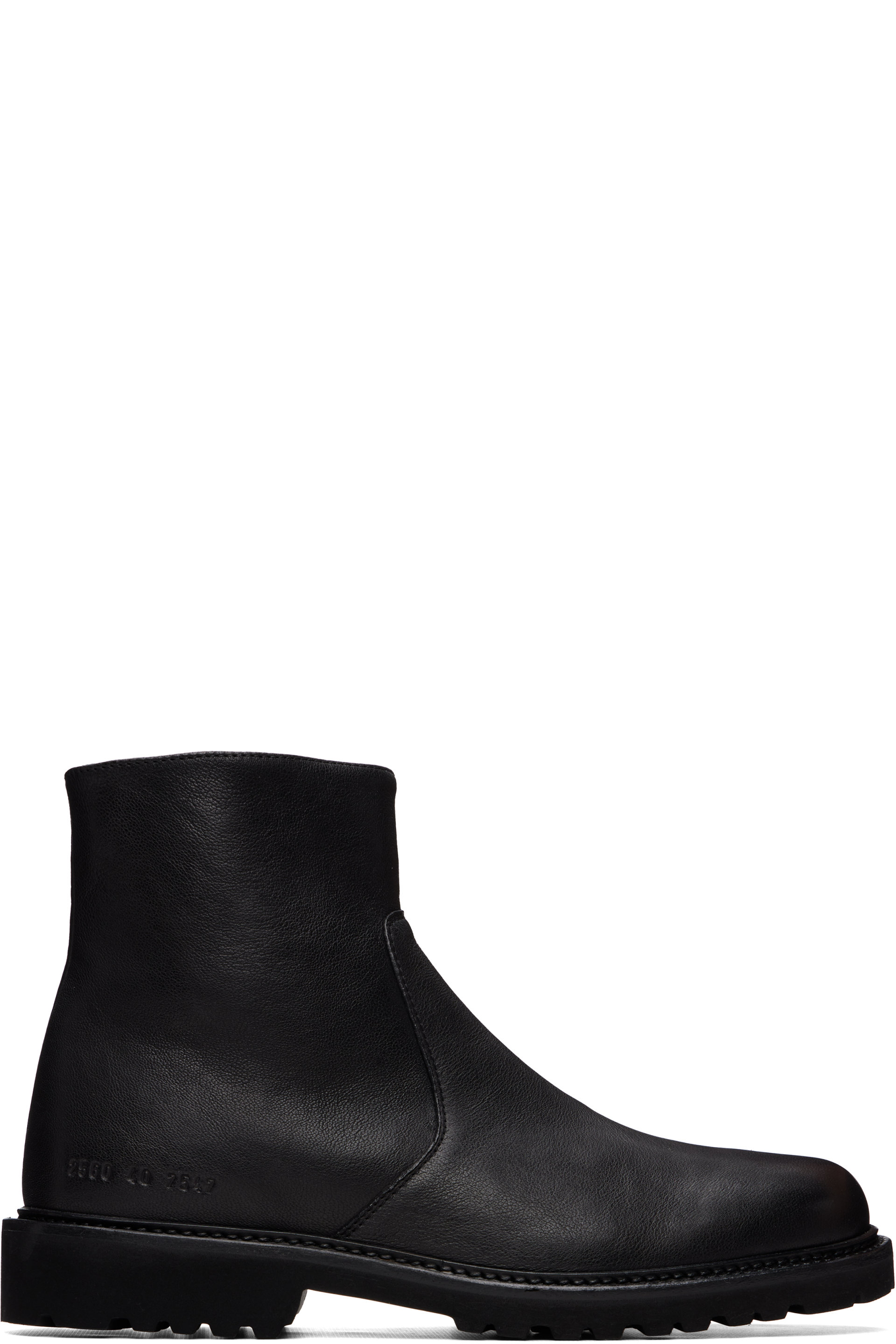 Common Projects - 黑色 Leather Piuma Zipper 踝靴