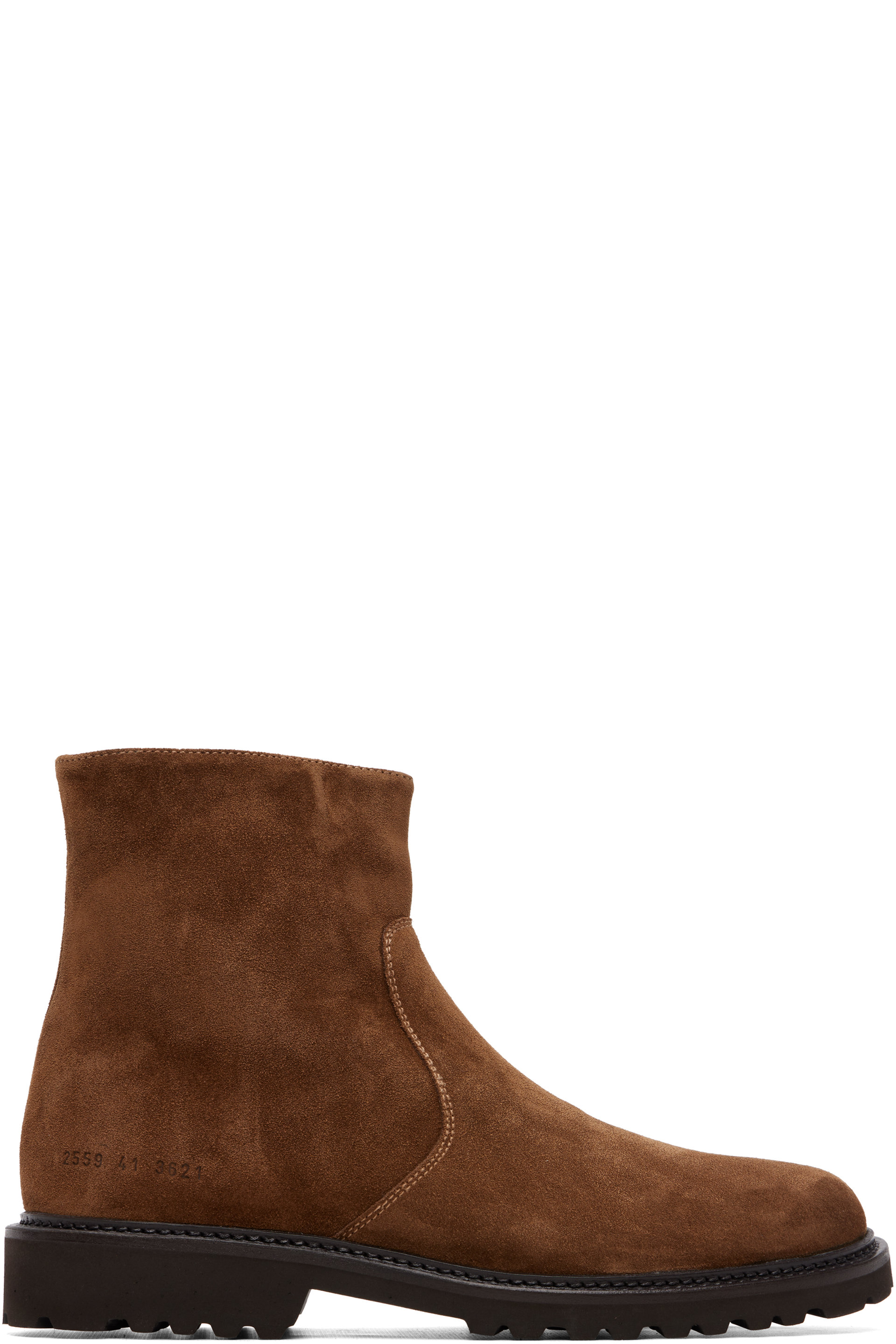 Common Projects - 棕色 Suede Piuma Zipper 踝靴
