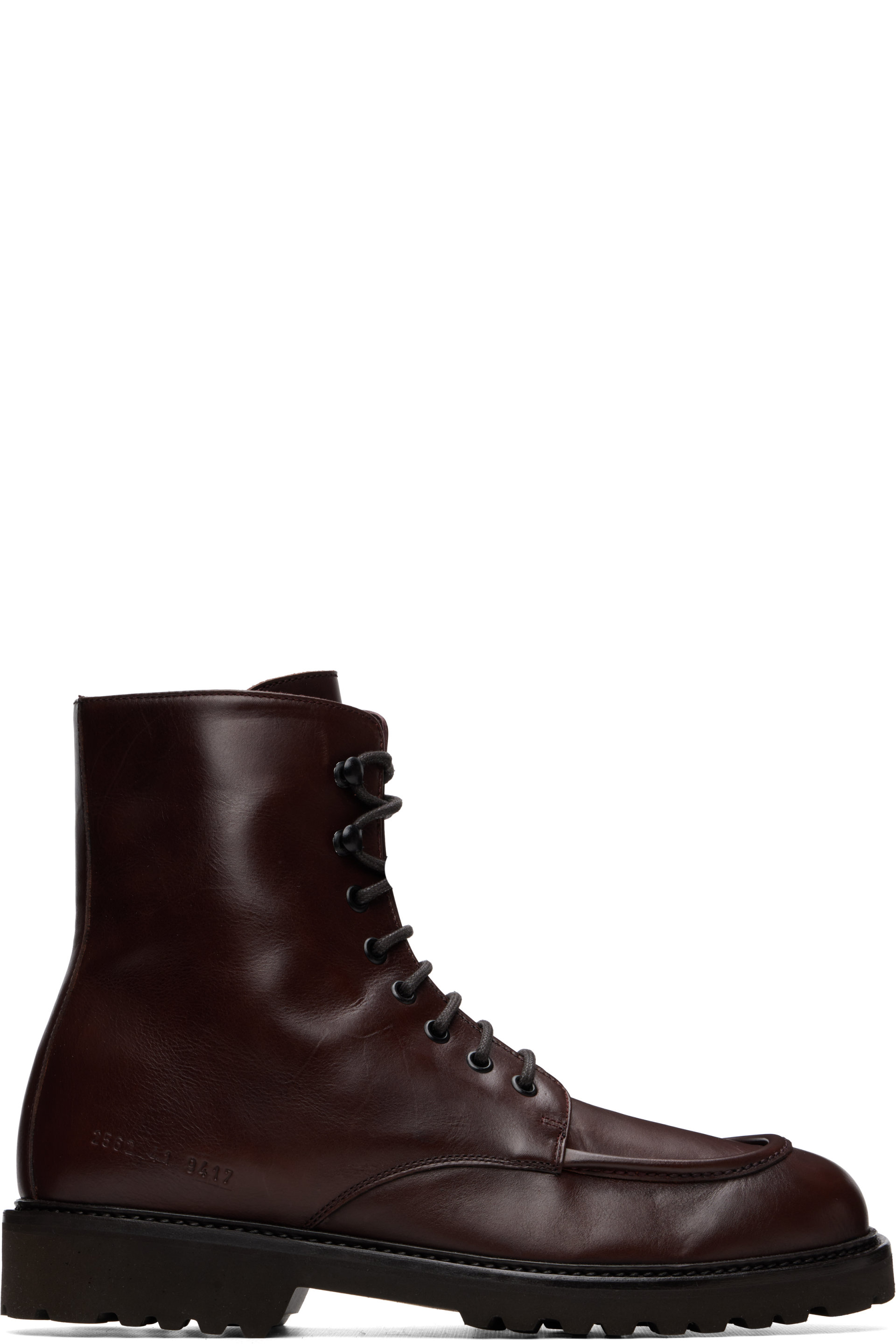 Common Projects - Burgundy Buffed Leather Lace-Up Boots