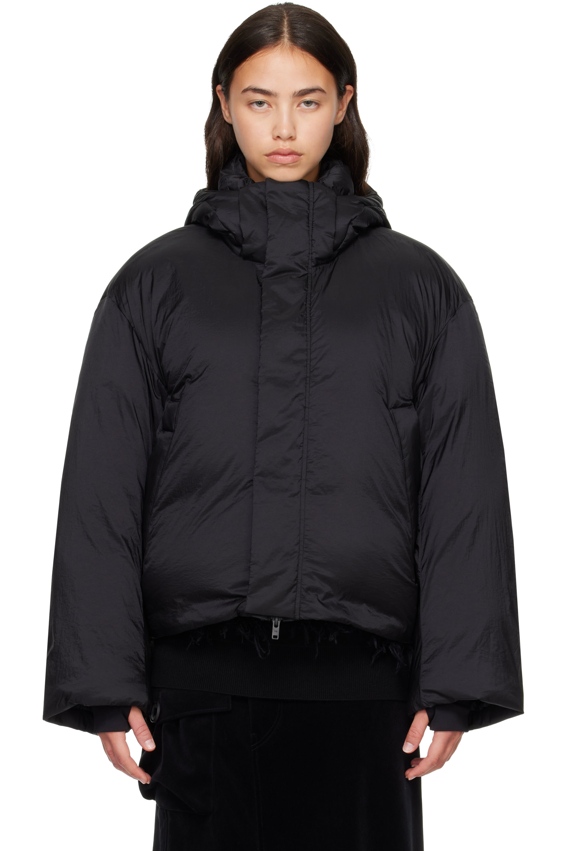 Y-3 - Black Hooded Puffer Down Jacket