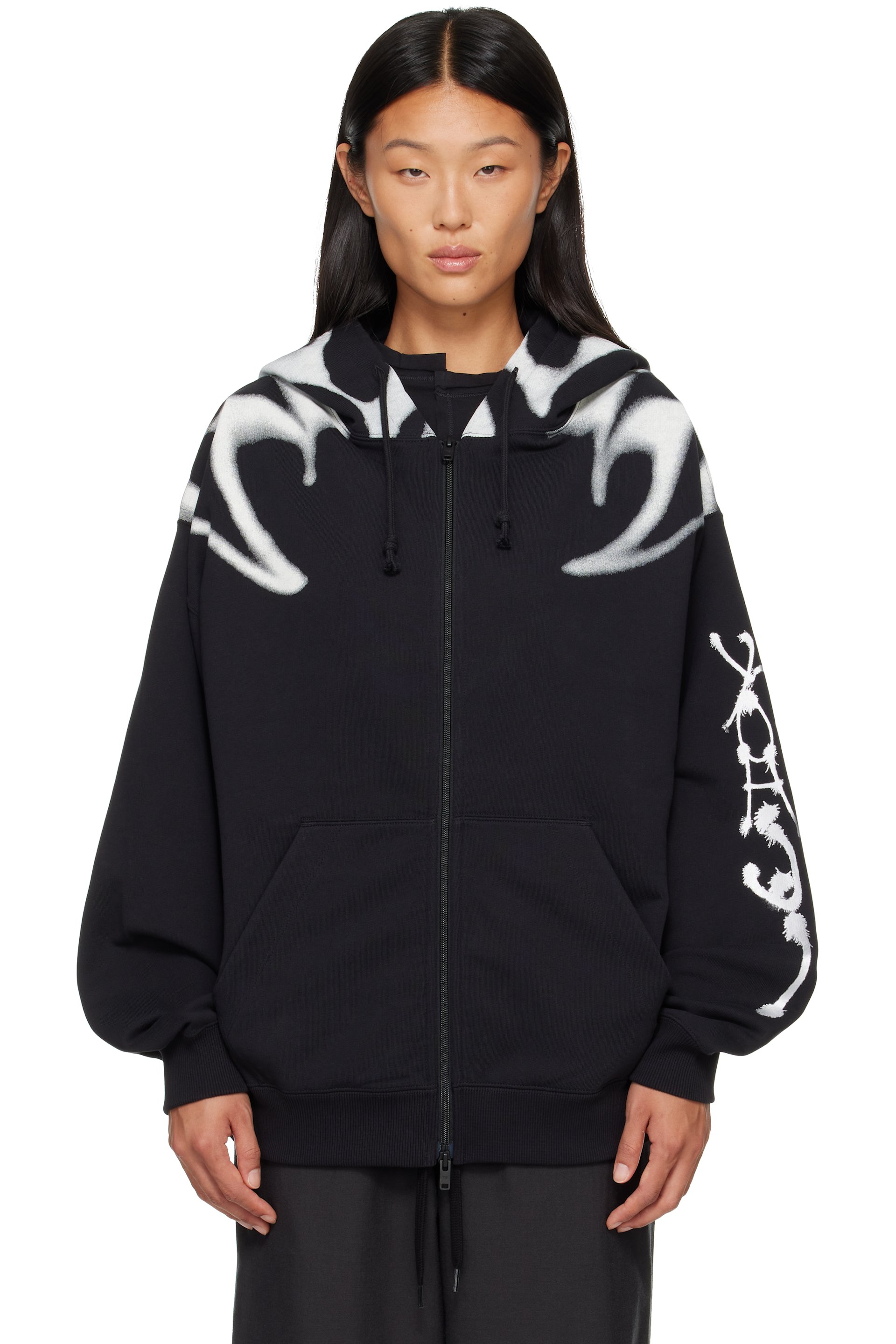 Y-3 - Black Chito Edition 'Y-3' Graphic Zipper Hoodie