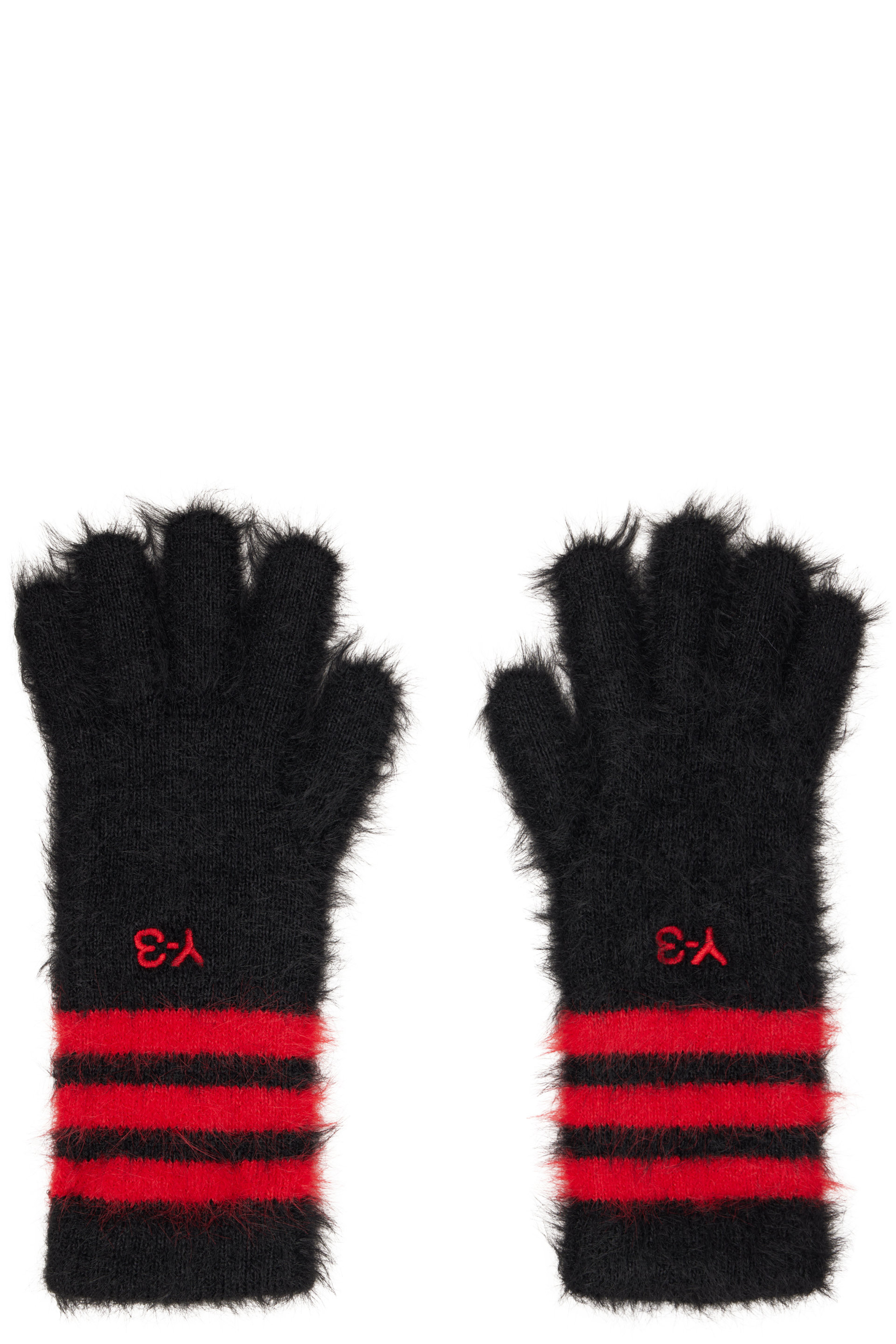 Y-3 - Gants noirs à rayures
