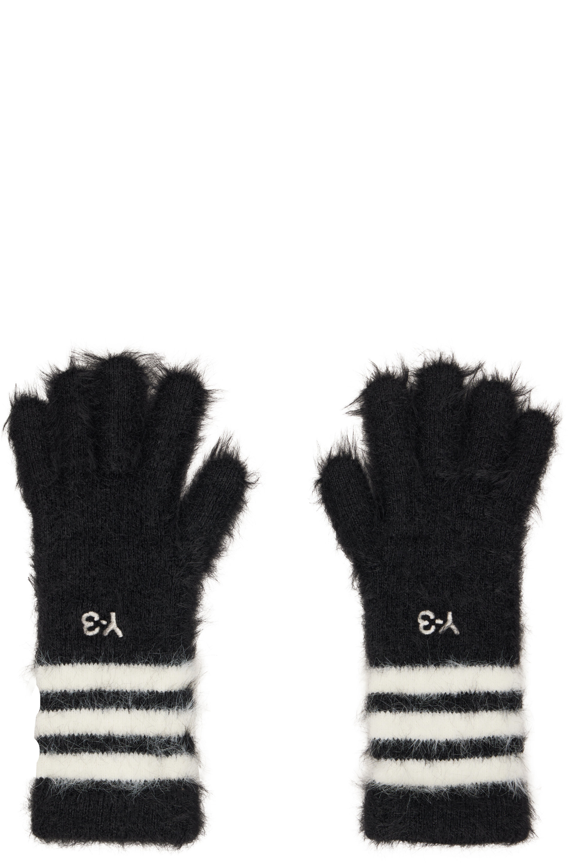 Y-3 - Gants noirs à rayures