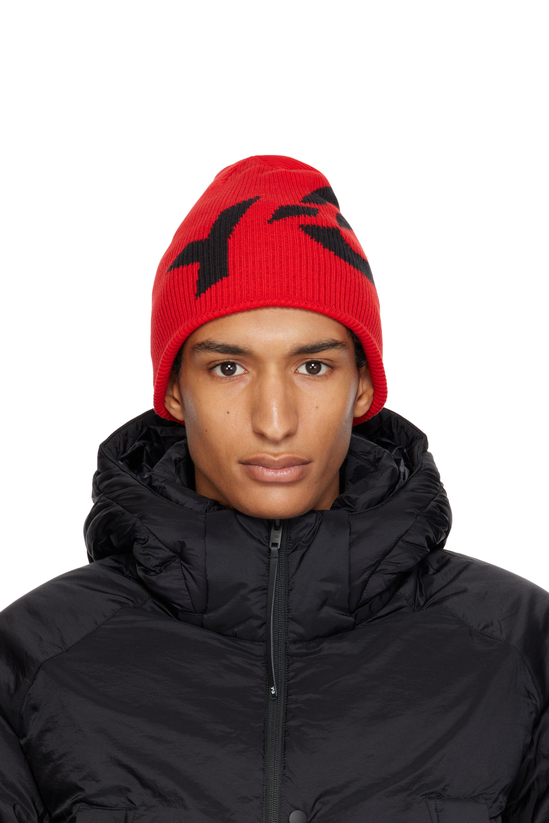 Y-3 - Red Graphic Logo Beanie